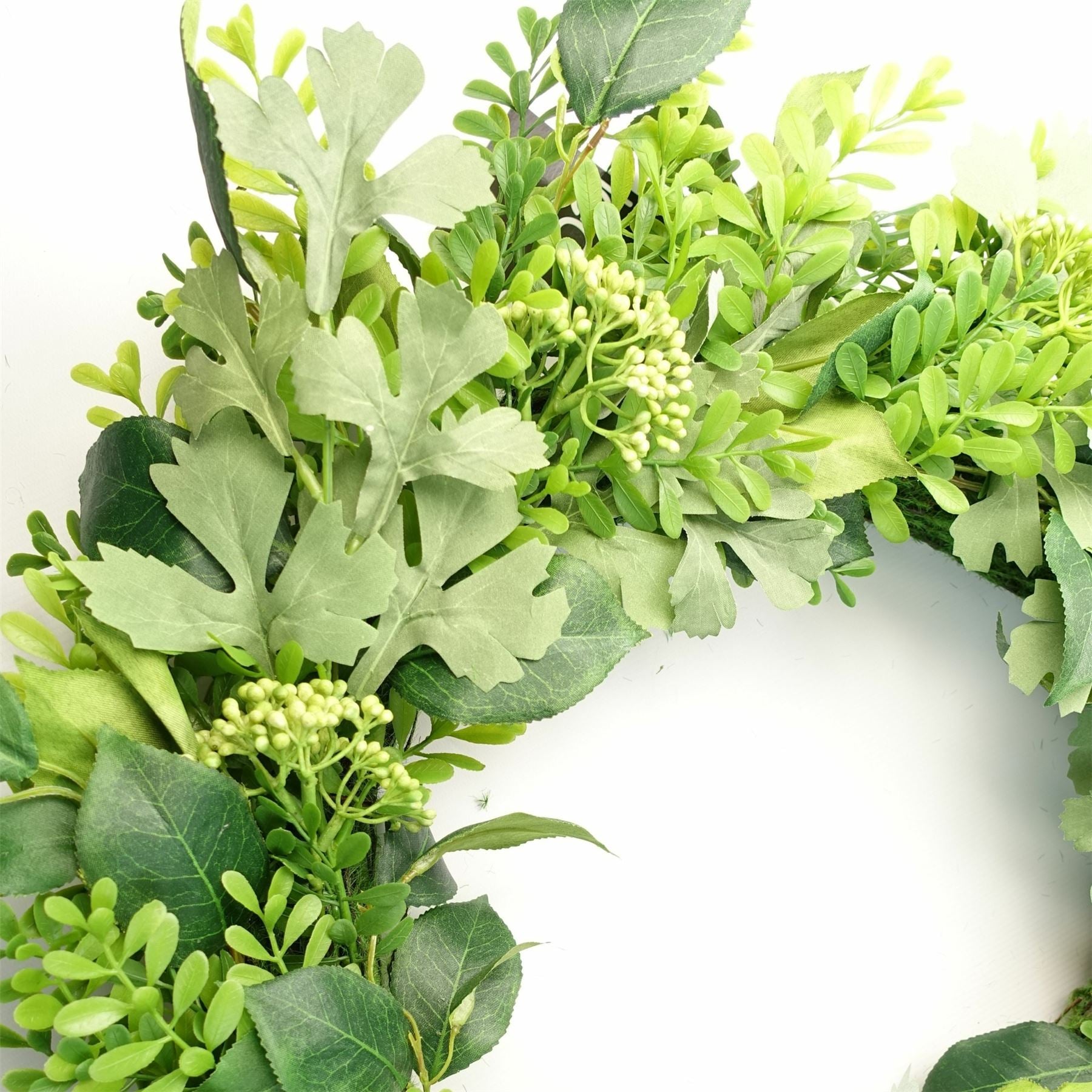 Leaf 50cm Artificial Fern Wreath with Natural Woven Base