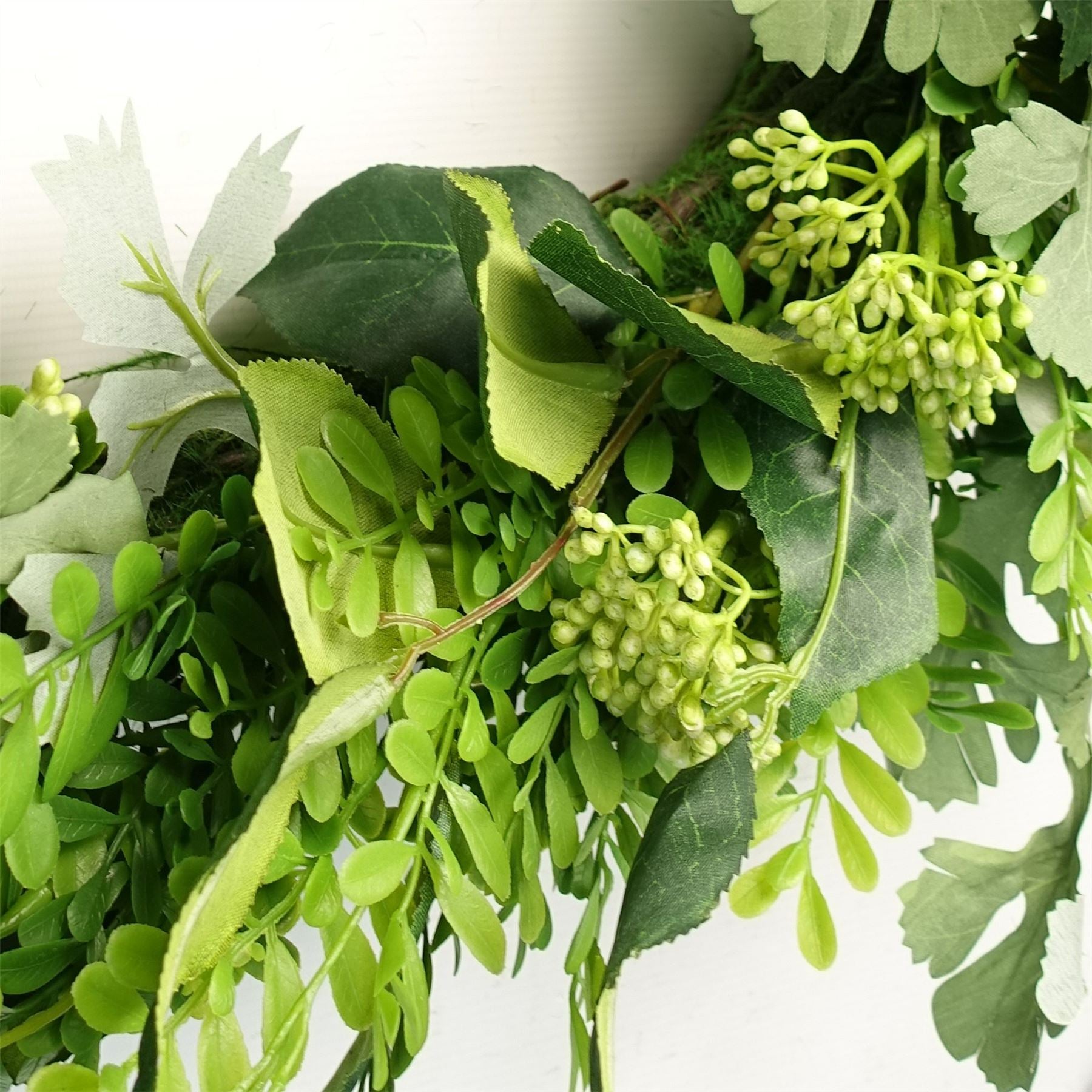 Leaf 50cm Artificial Fern Wreath with Natural Woven Base
