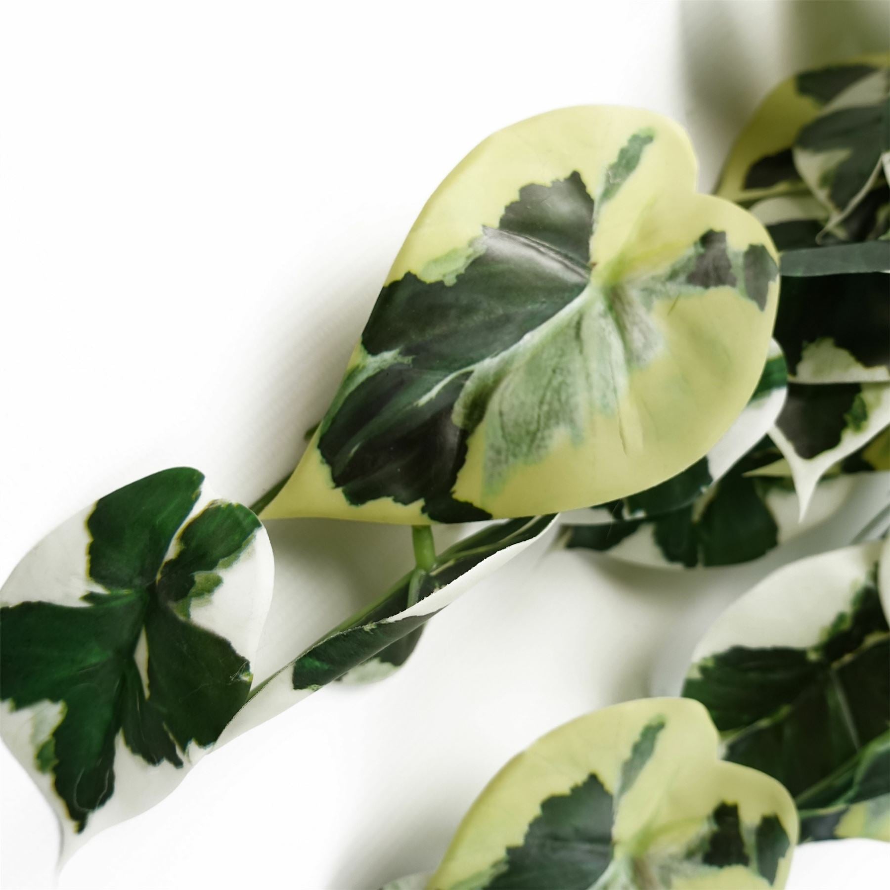 Leaf 40cm Artificial Trailing Variegated Marble Pothos Plant, Realistic, Bare Stem