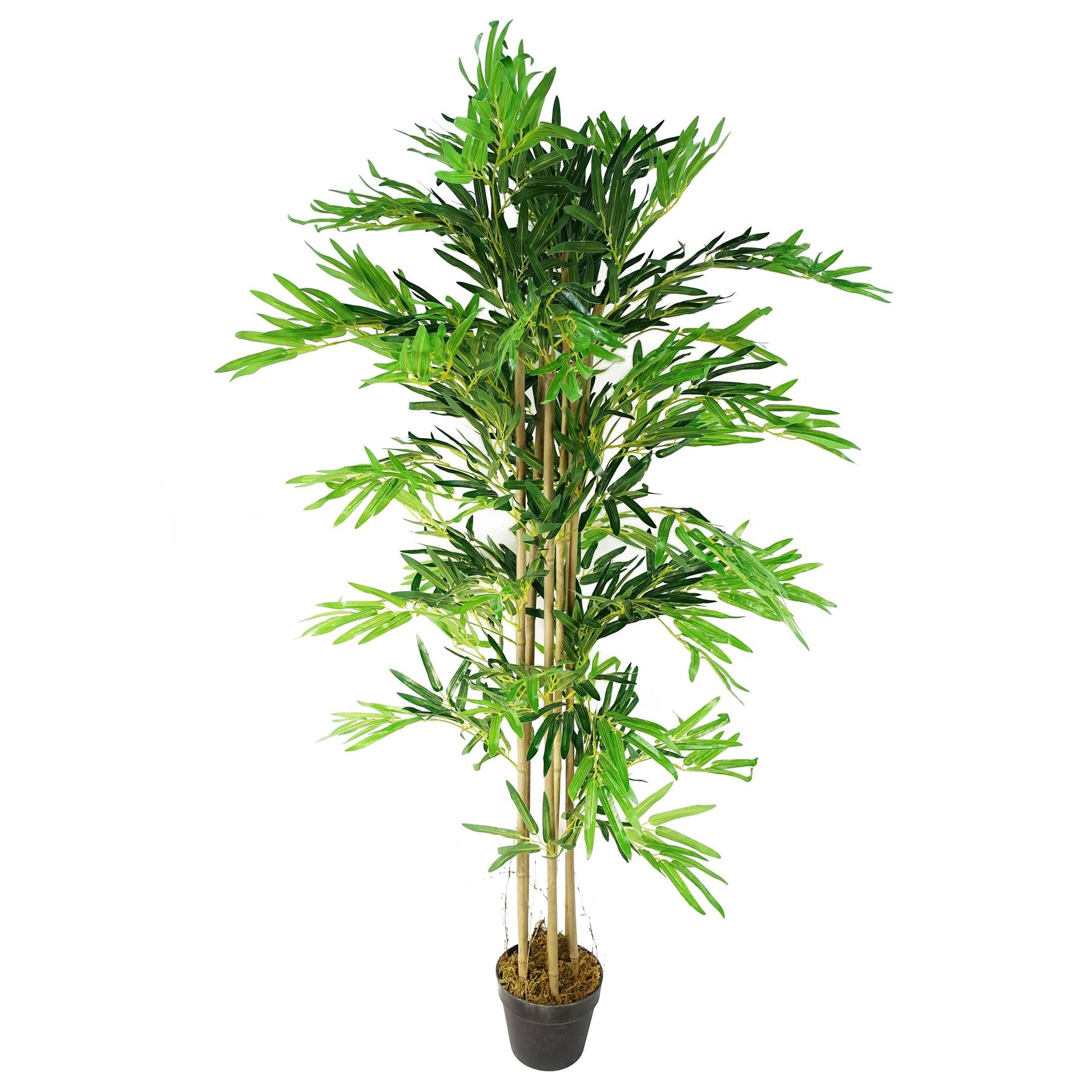 Leaf 150cm 5ft Realistic Artificial Bamboo Tree, Green, Potted