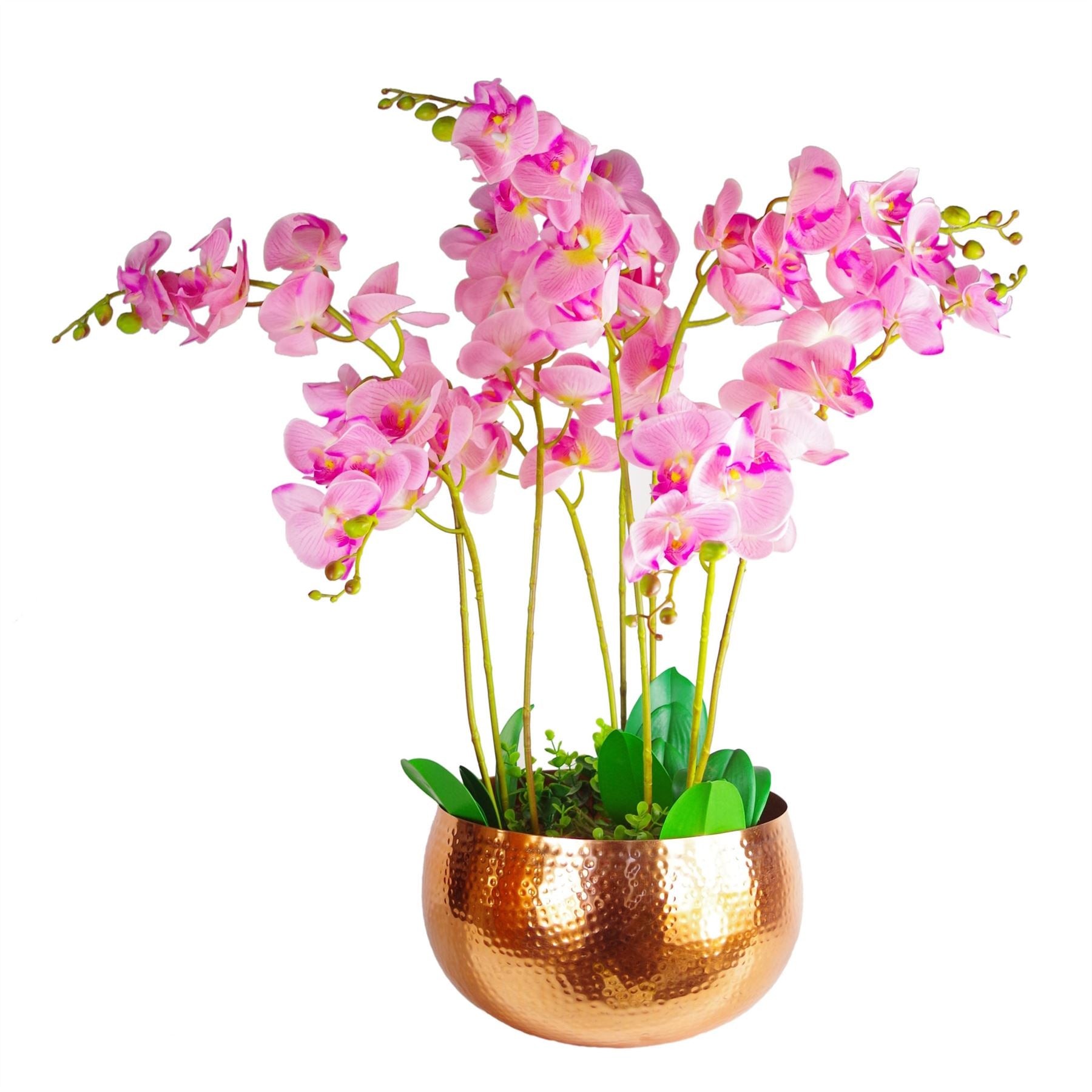 Leaf Large Hammered Metal Planter Bowl 32 x 20cm, Copper Colour