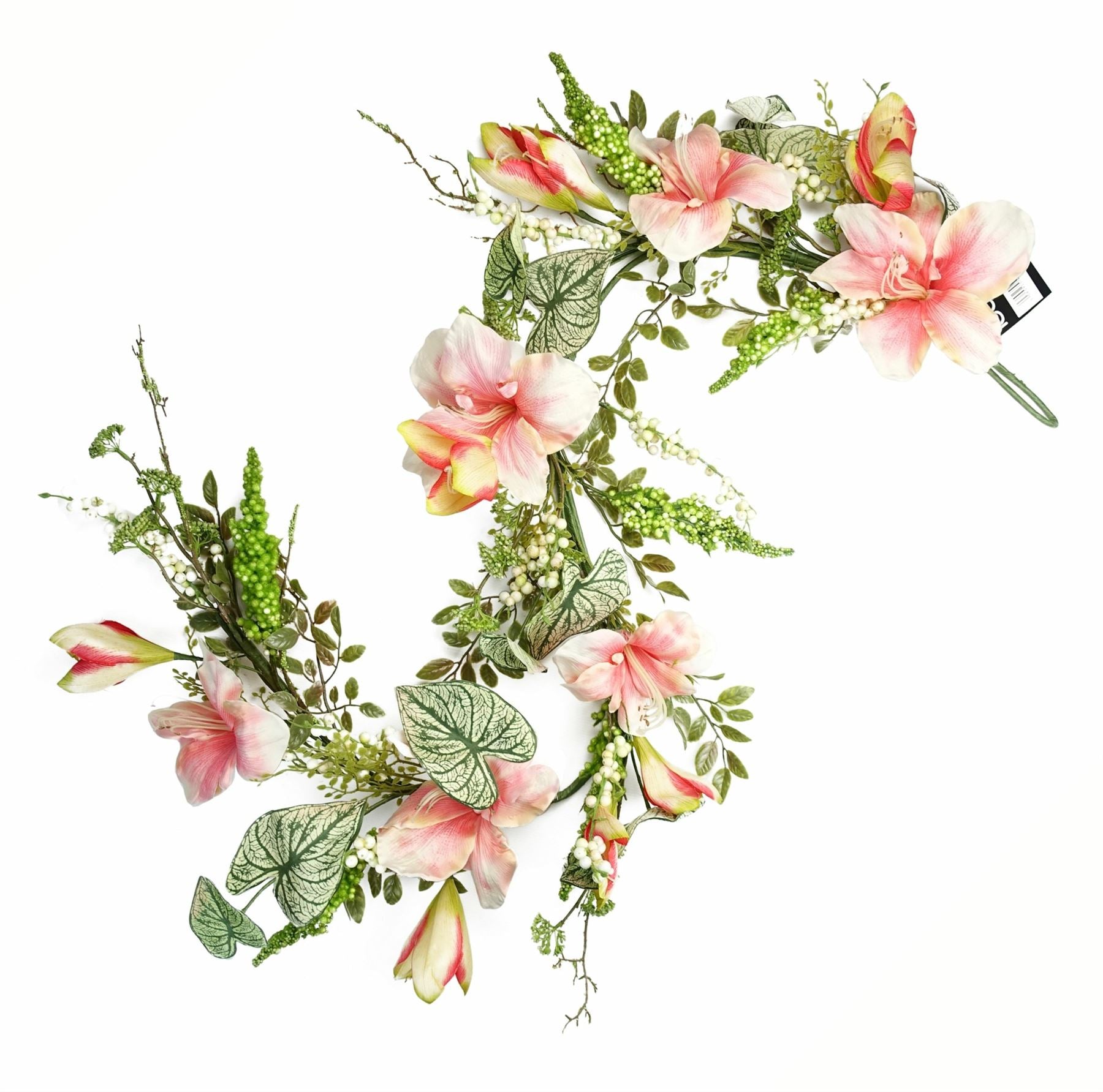 Leaf 180cm Artificial Hanging Pink Lily Garland, Realistic Trailing Plant
