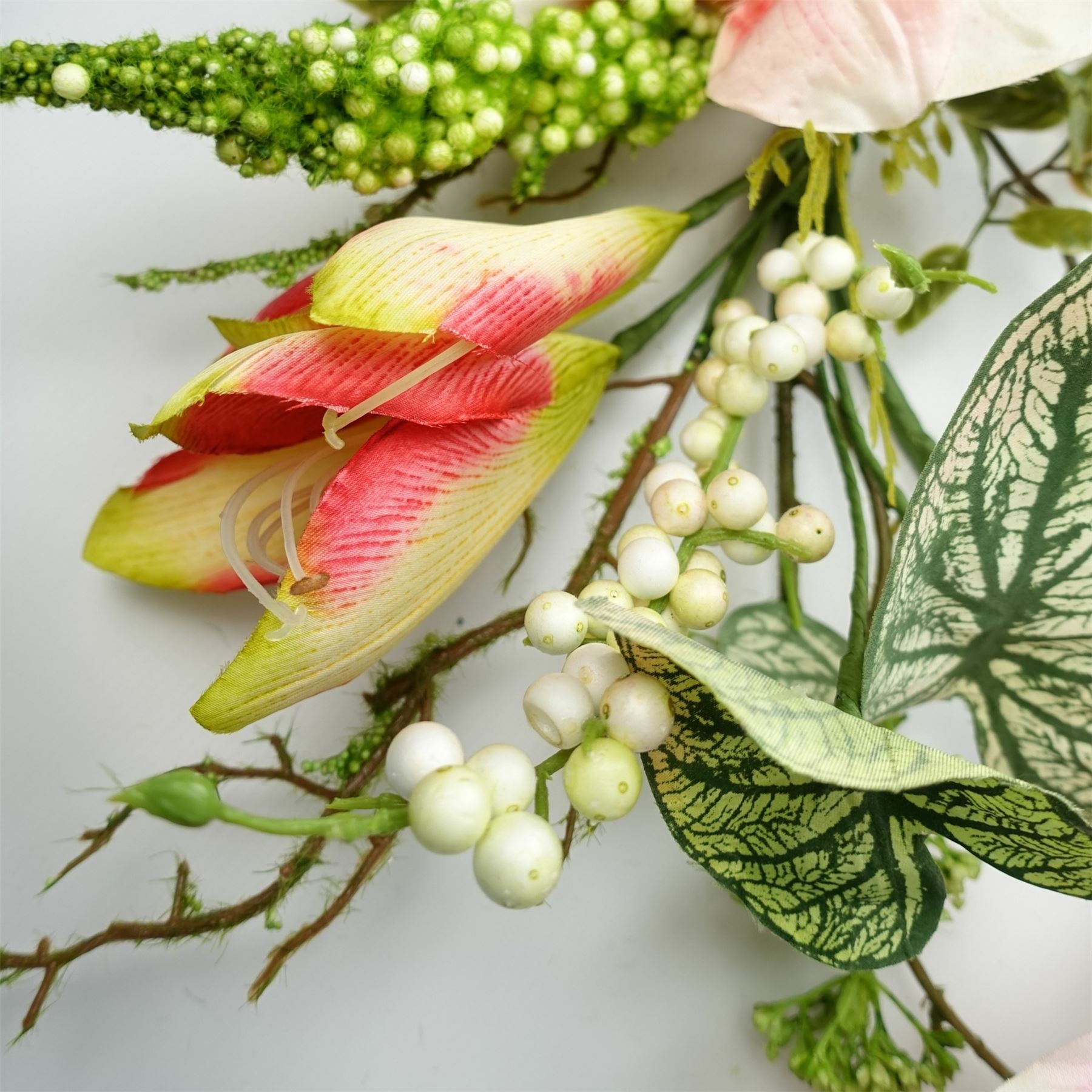Leaf 180cm Artificial Hanging Pink Lily Garland, Realistic Trailing Plant