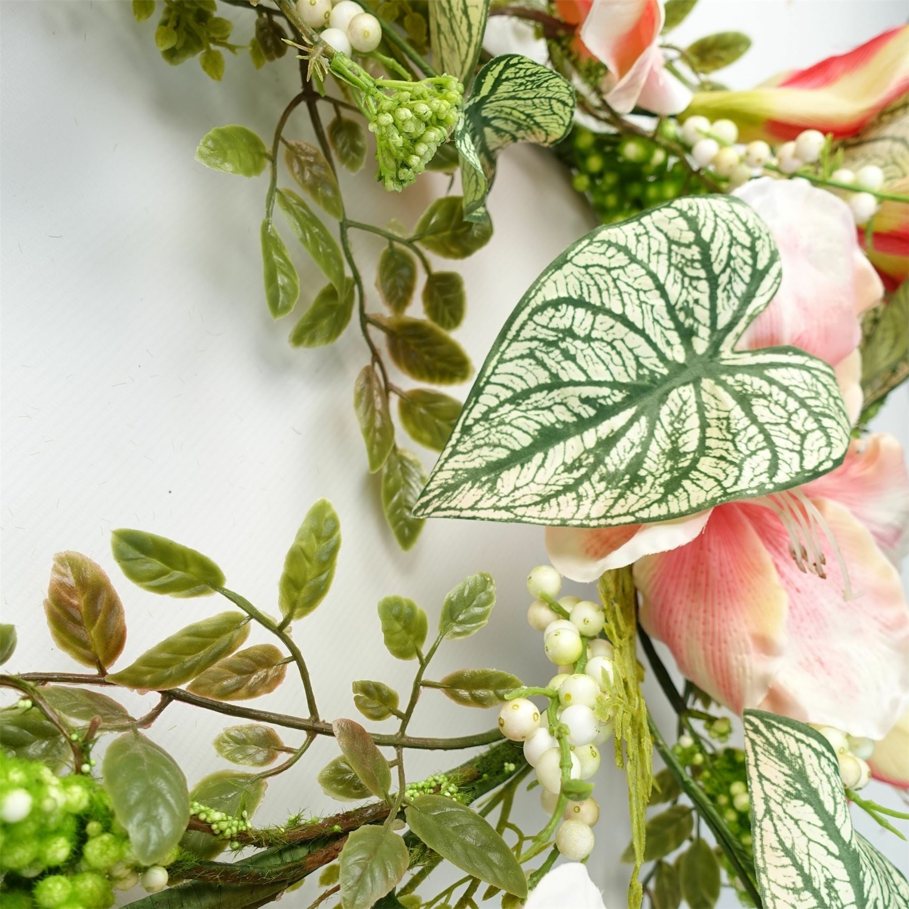 Leaf 180cm Artificial Hanging Pink Lily Garland, Realistic Trailing Plant