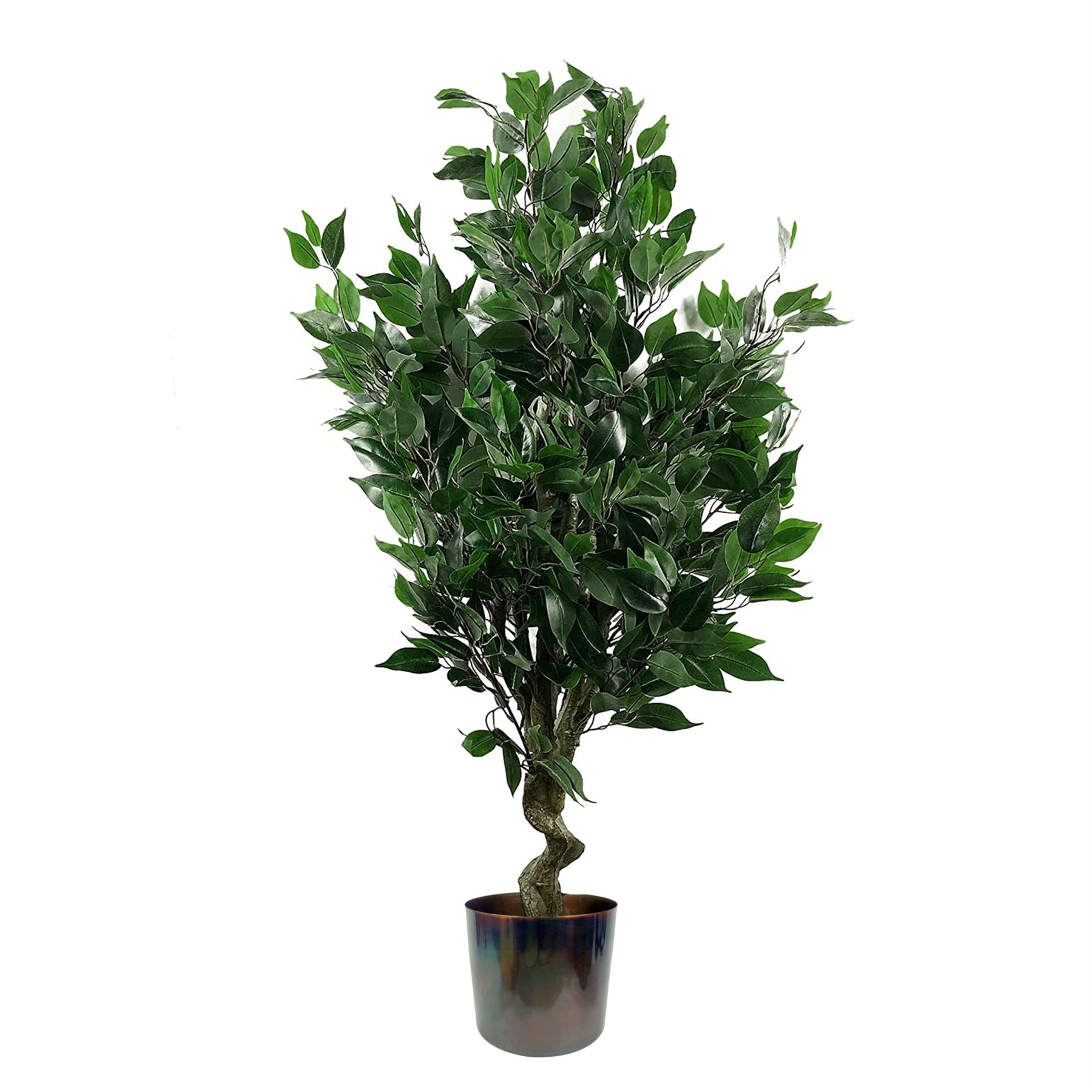 Leaf 110cm Realistic Artificial Ficus Tree with Decorative Metal Planter