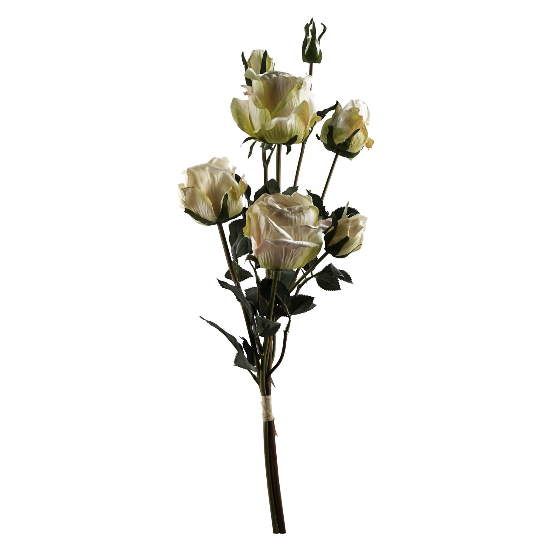 Leaf 60cm Artificial Rose Arrangement with Green Cube Glass Vase
