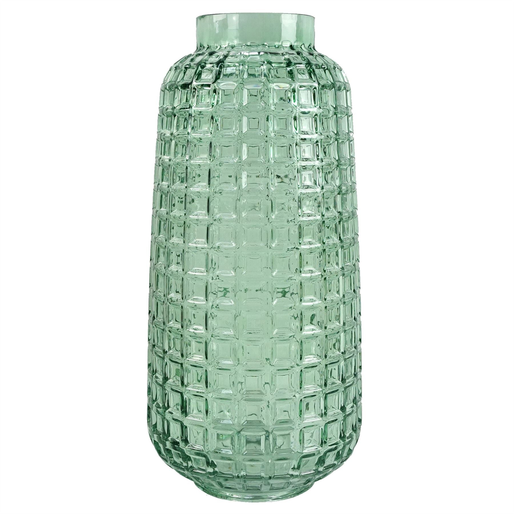 Leaf 60cm Artificial Rose Arrangement with Green Cube Glass Vase