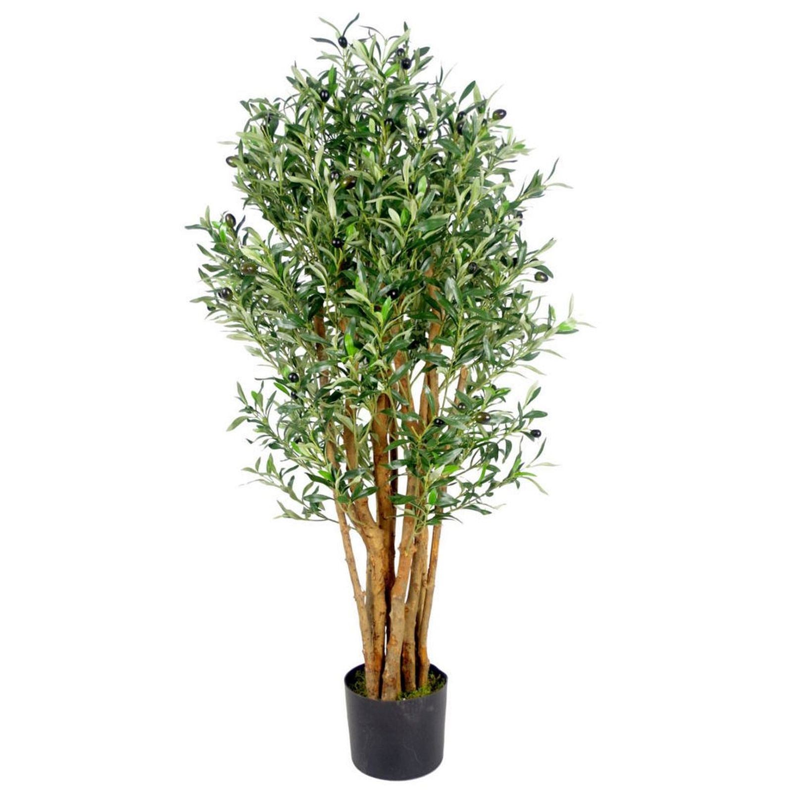 Leaf Design UK 125cm Realistic Artificial Olive Tree in Black Plastic Pot