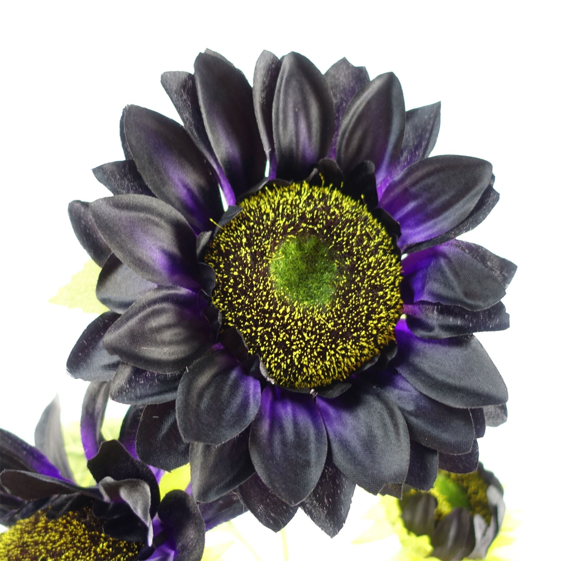 Leaf 100cm Purple Artificial Sunflower Arrangement with Smoke Grey Diamond Tall Glass Vase