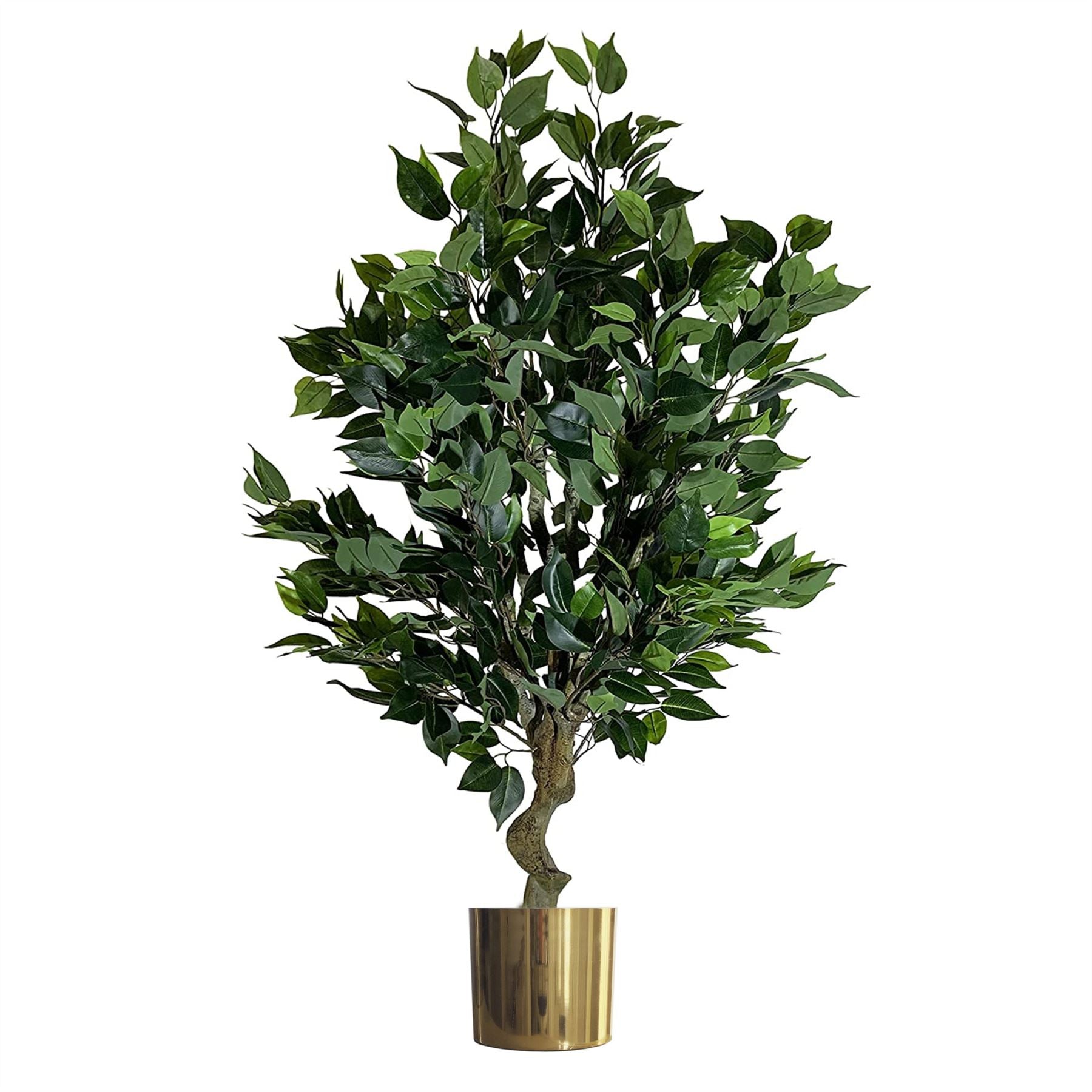 Leaf 100cm Artificial Ficus Tree with Gold Metal Planter