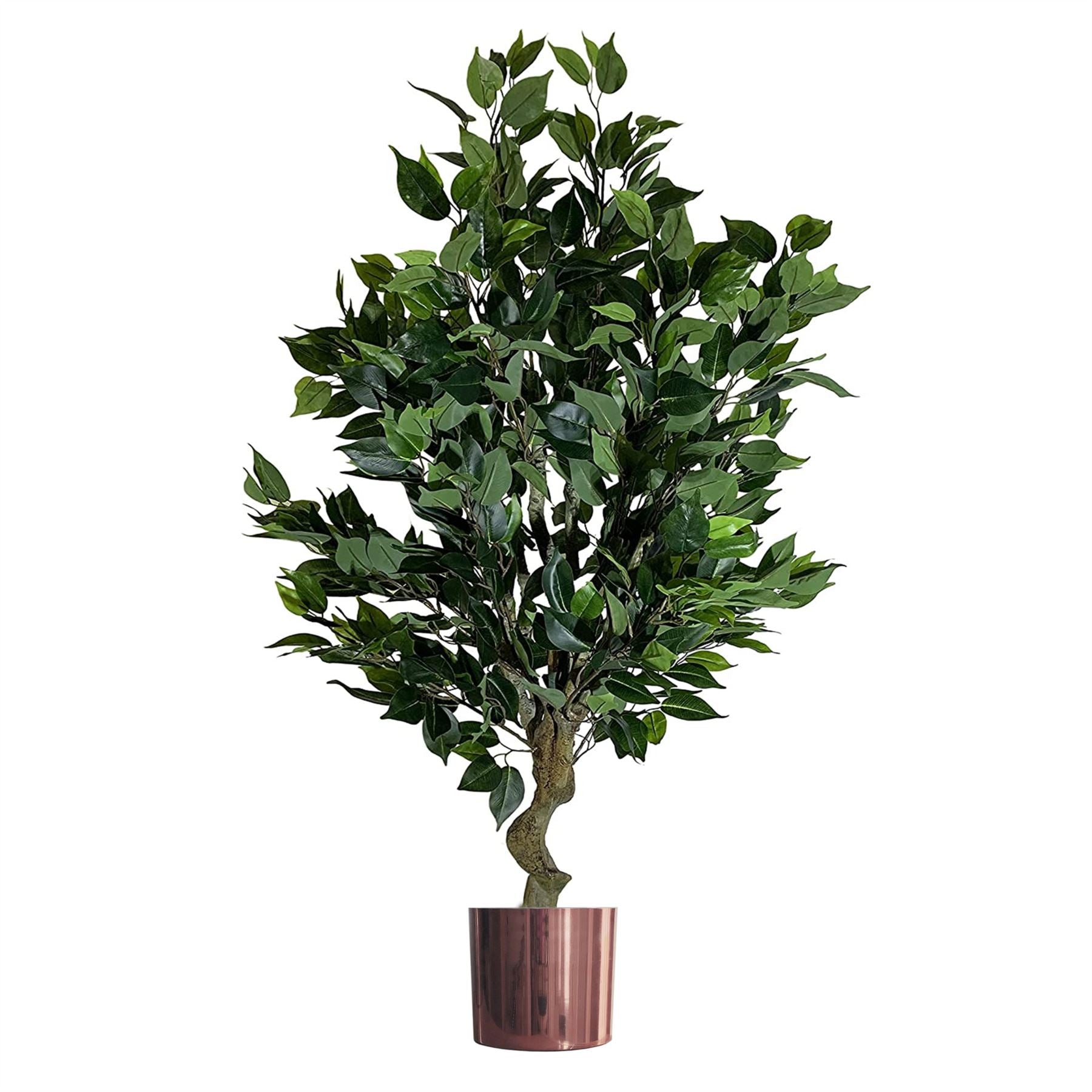 Leaf Design UK 100cm Realistic Artificial Ficus Tree with Decorative Metal Planter