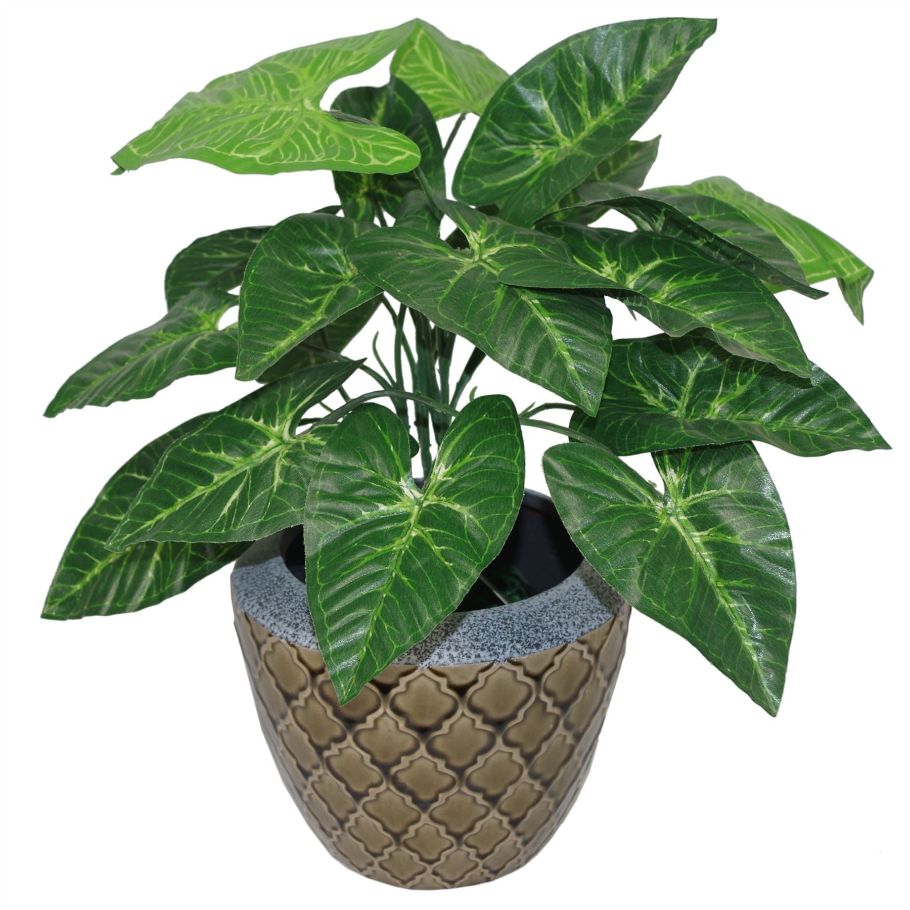 Leaf 45cm Artificial Dark Taro Plant in Moss Covered Pot