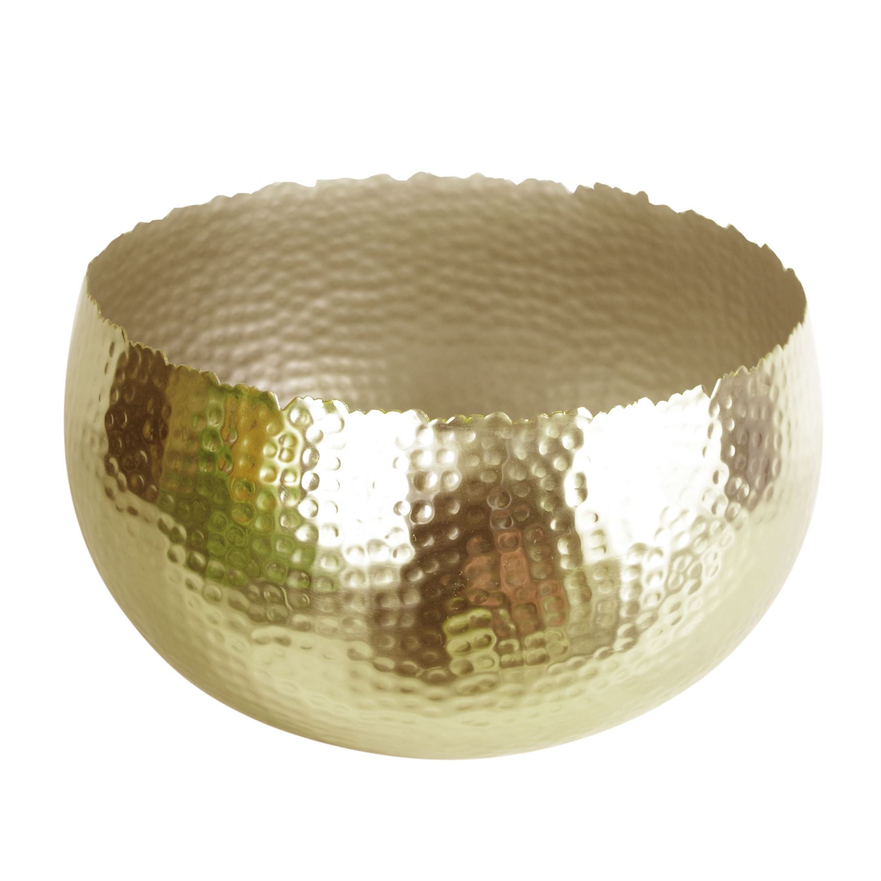 Leaf Large Hammered Gold Metal Planter Bowl 32 x 20cm Curvy Edge