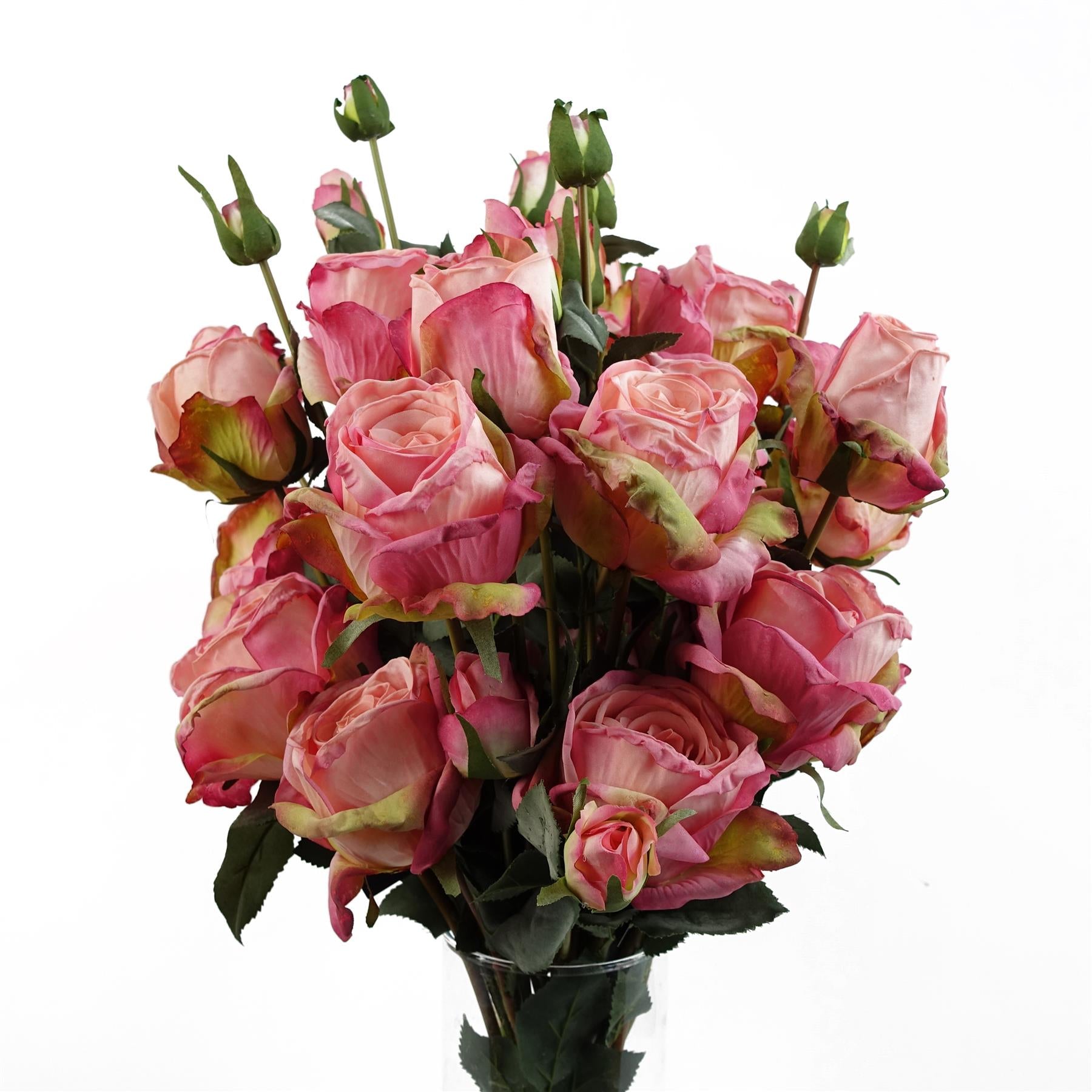 6 x 60cm Pink Rose Artificial Flower Sprays, 24 Flowers, 18 Buds