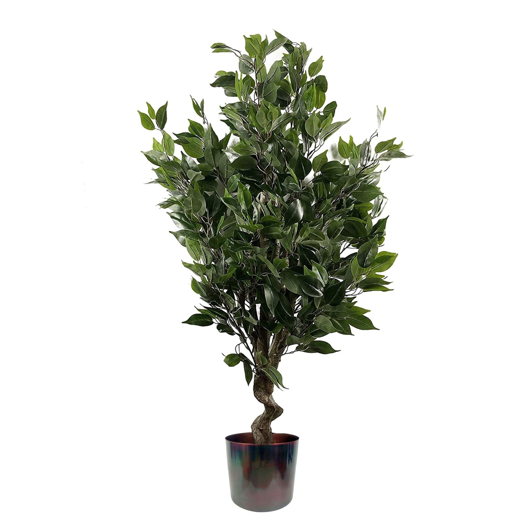 Leaf 110cm Artificial Evergreen Twist Ficus Tree with Decorative Metal Planter