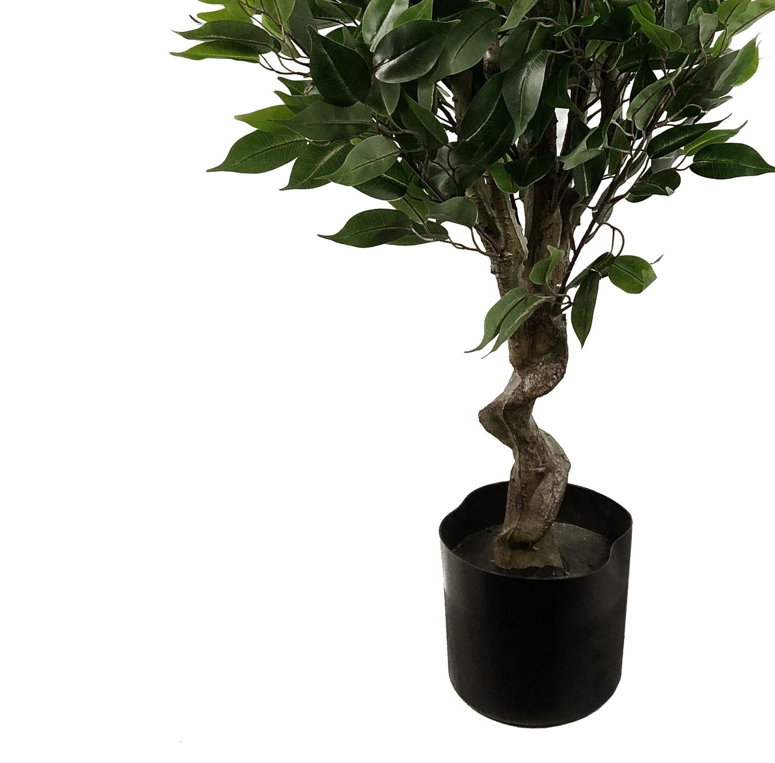 Leaf 110cm Artificial Evergreen Twist Ficus Tree with Decorative Metal Planter