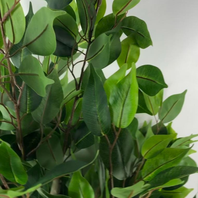 Leaf 110cm Realistic Artificial Ficus Tree with Silver Curve Metal Planter