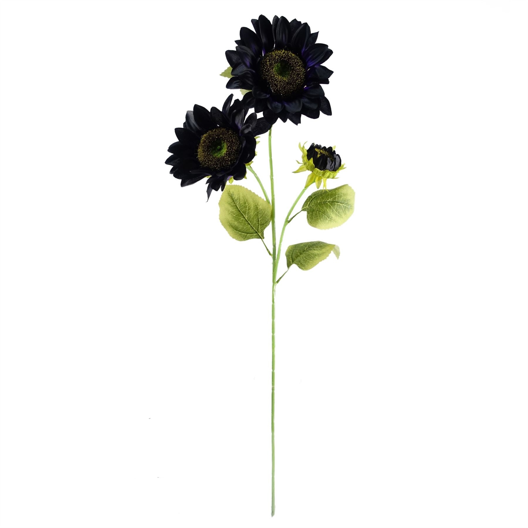 Leaf 88cm Purple Artificial Sunflower Stem with 3 Heads