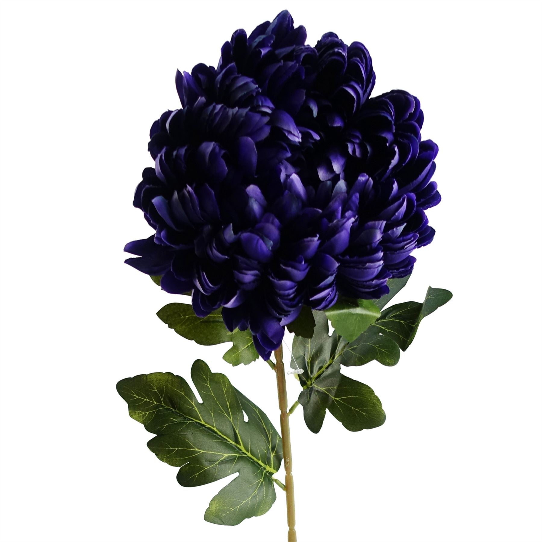 Leaf 75cm Extra Large Purple Silk Reflex Chrysanthemum Stem