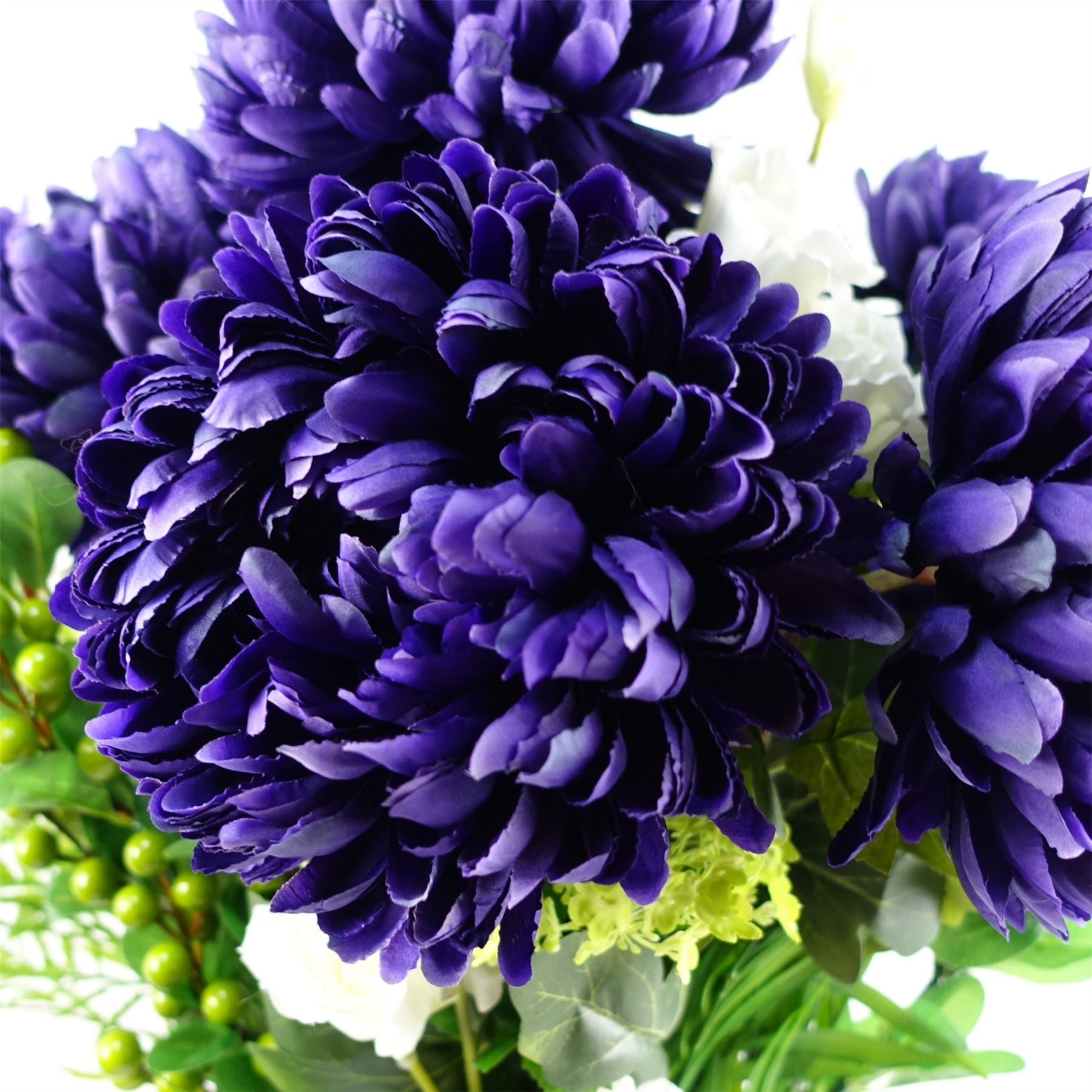 Leaf 75cm Extra Large Purple Silk Reflex Chrysanthemum Stem