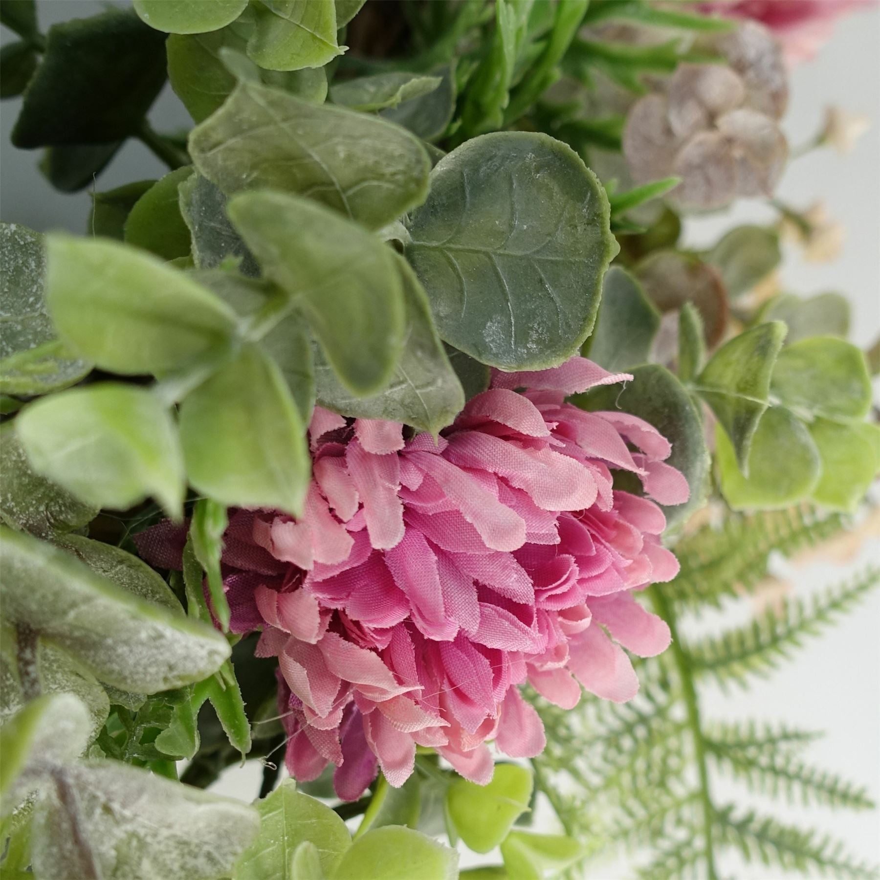 Leaf 45cm Large Artificial Pink Blossom Wreath with Natural Woven Base