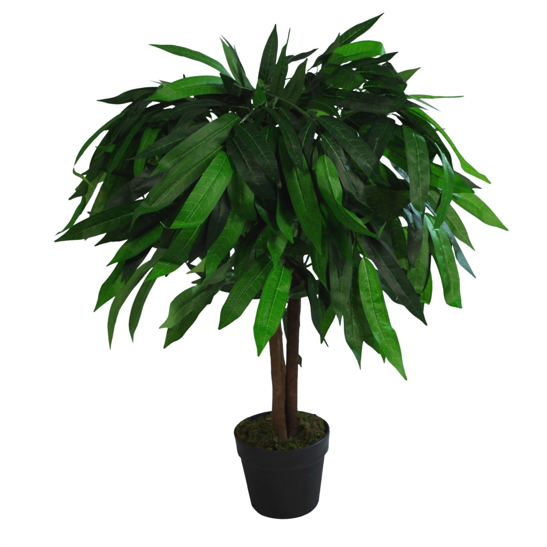 Leaf 80cm Artificial Mango Tree Plant in Plain Plastic Pot