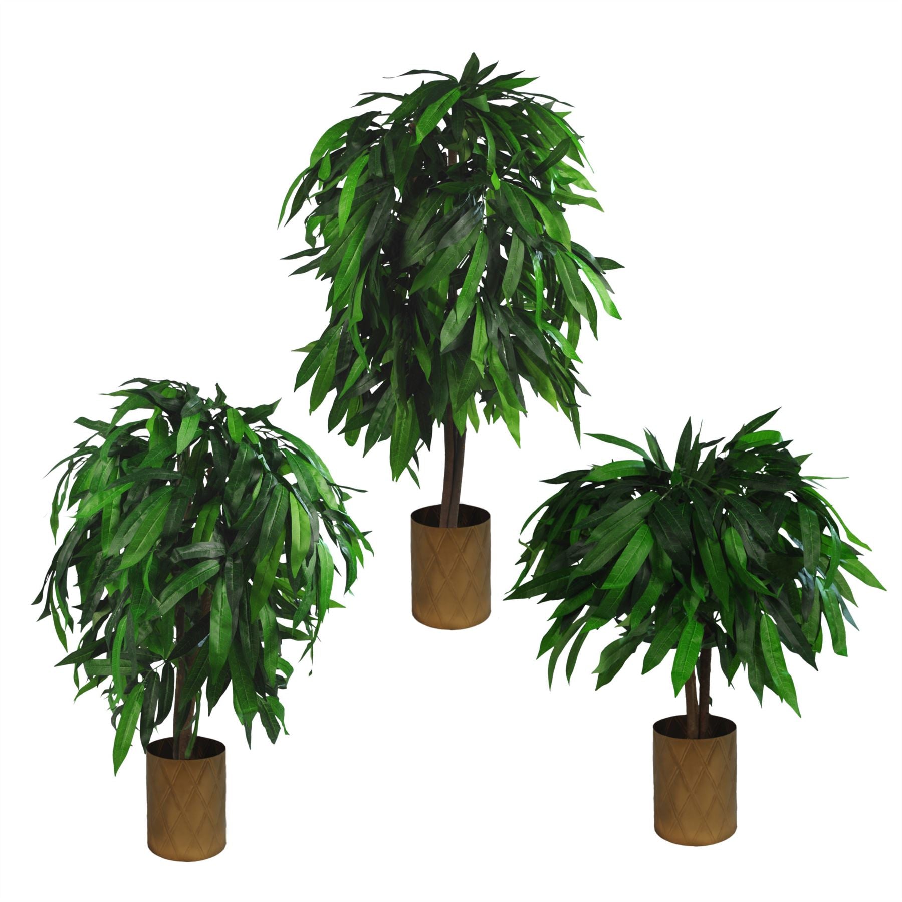 Leaf 80cm Artificial Mango Tree Plant in Plain Plastic Pot