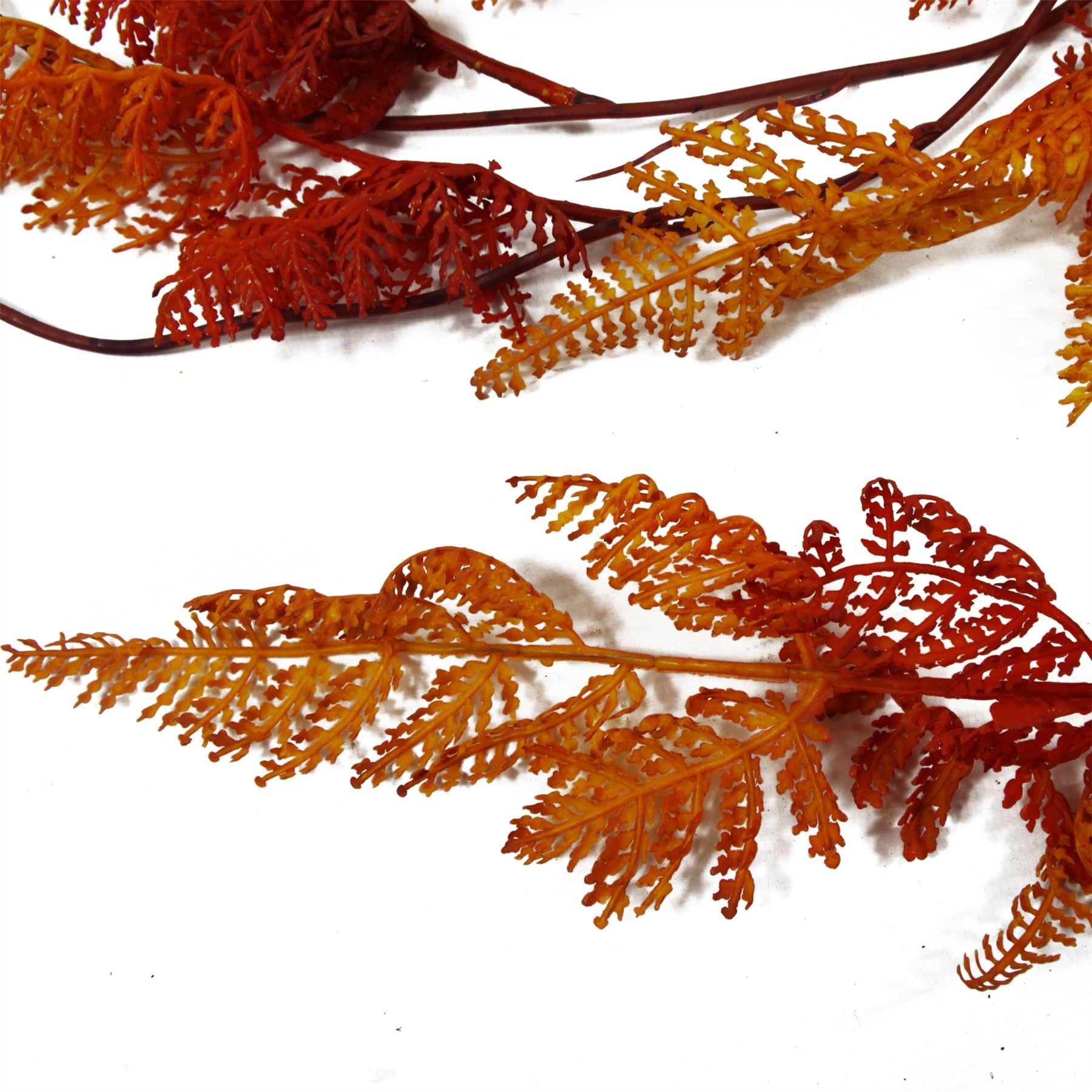 100cm Artificial Hanging Maidenhair Fern Plant Autumn Orange by Leaf, Bare Stem, Unpotted