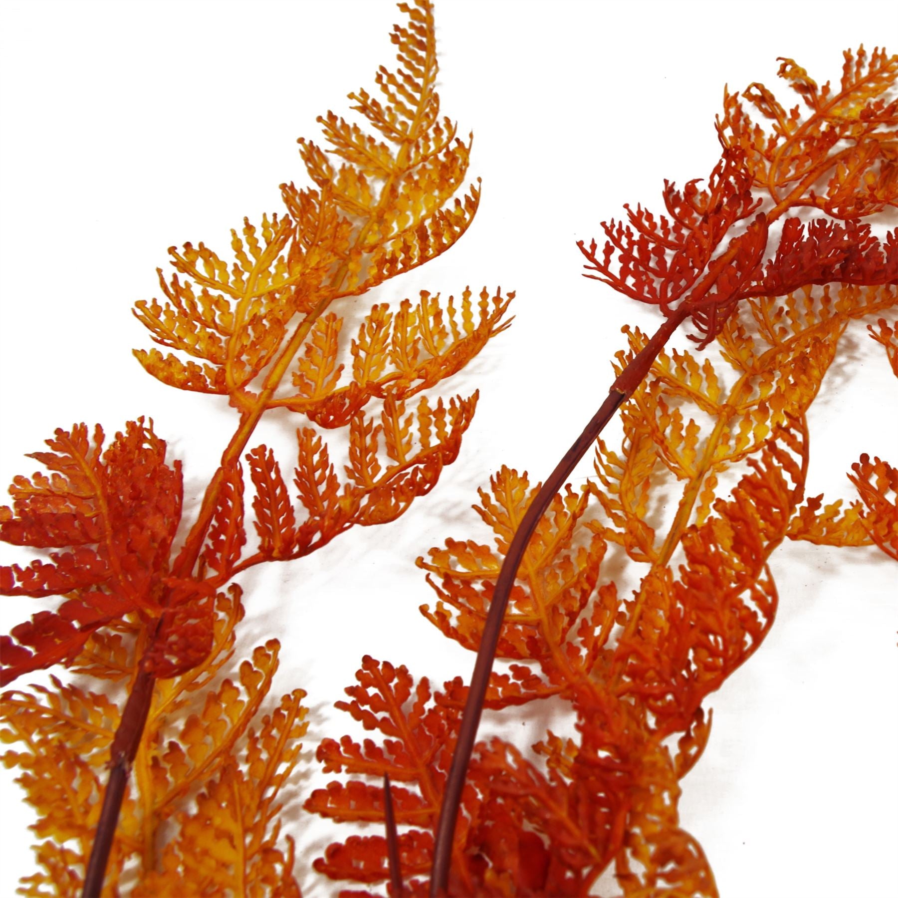 100cm Artificial Hanging Maidenhair Fern Plant Autumn Orange by Leaf, Bare Stem, Unpotted
