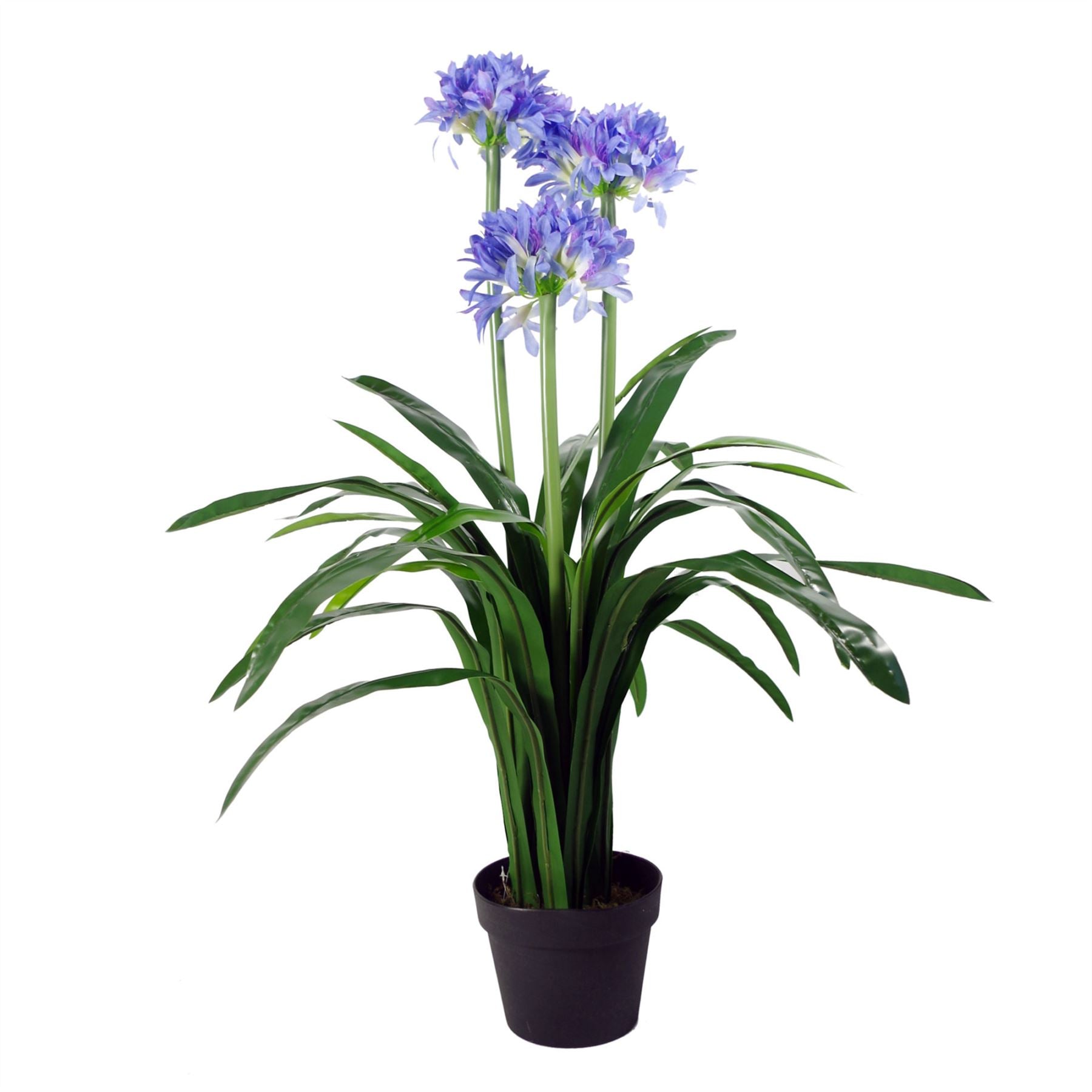 Leaf 90cm Artificial Agapanthus Plant with Blue Silk Flowers and Pot