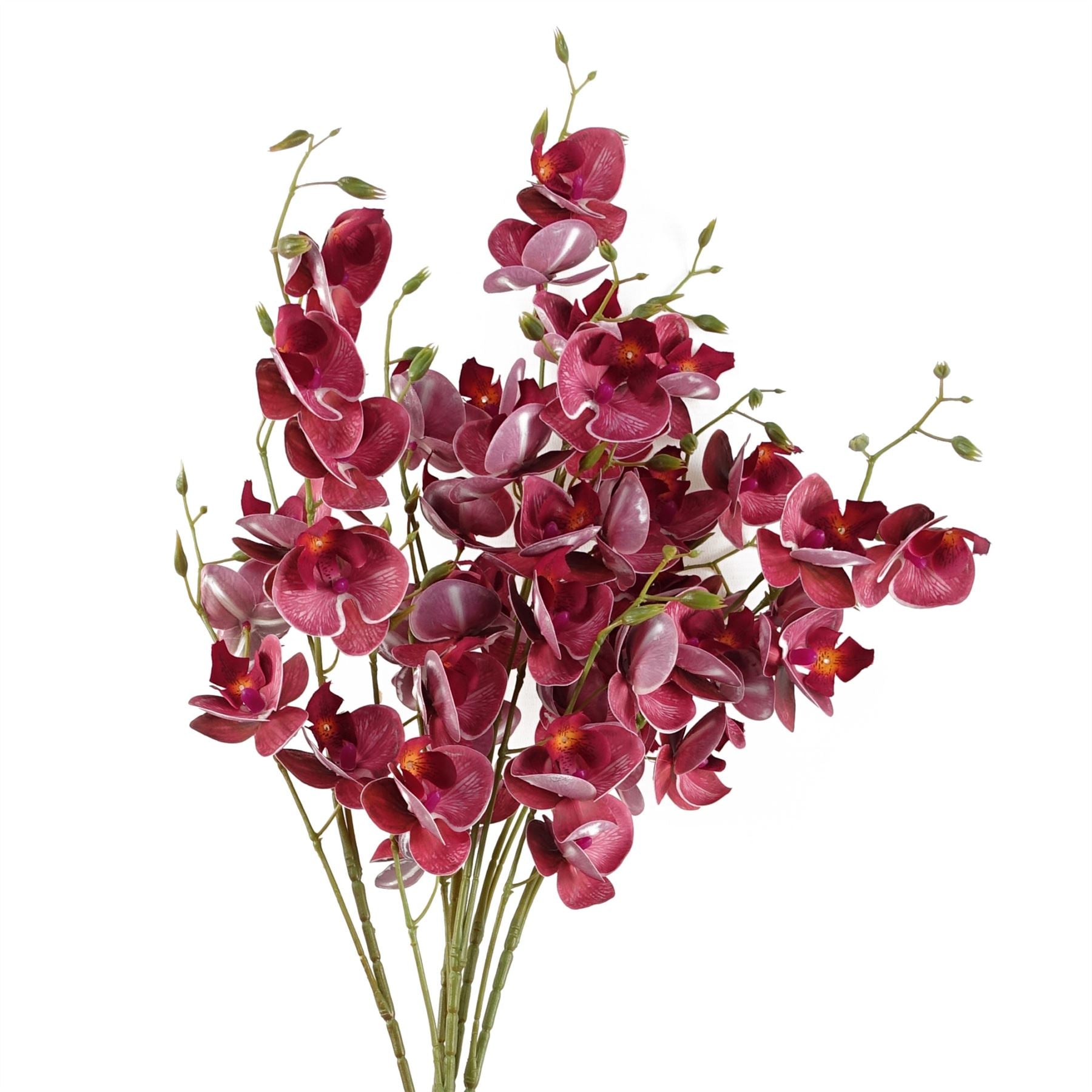 Leaf Pack of 6 Dark Pink Artificial Mini Orchid Flower Stems 80cm