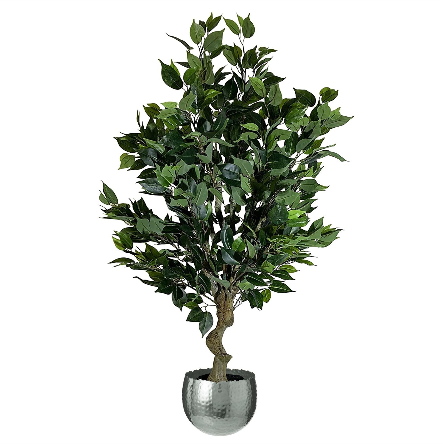 Leaf 100cm Realistic Artificial Ficus Tree with Decorative Metal Planter