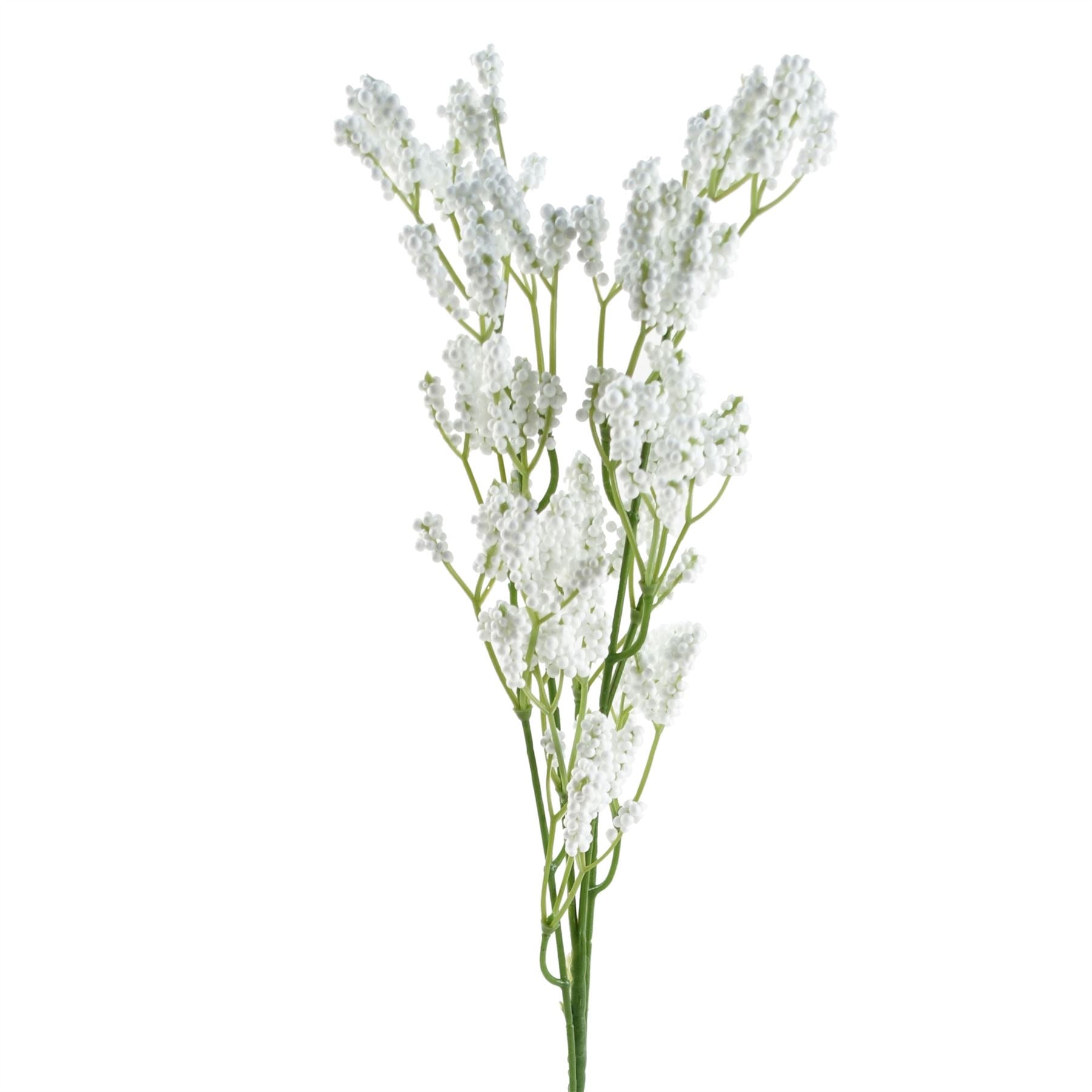 Leaf 65cm Artificial White Gypsophilia Spray with Wired Shapable Stem