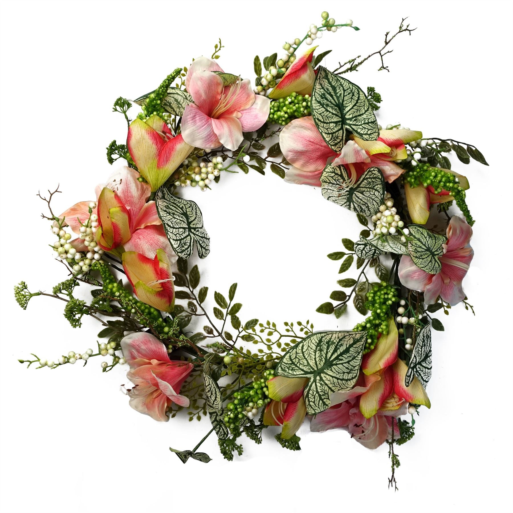 Leaf 60cm Large Artificial Pink Blossom Wreath