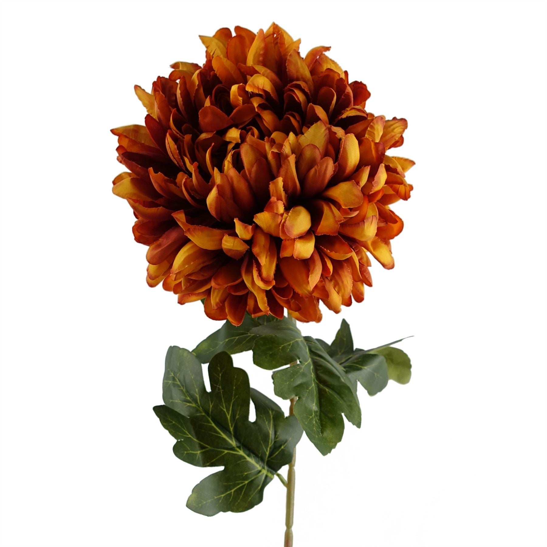 Leaf 75cm Extra Large Orange Silk Artificial Reflex Chrysanthemum Stem