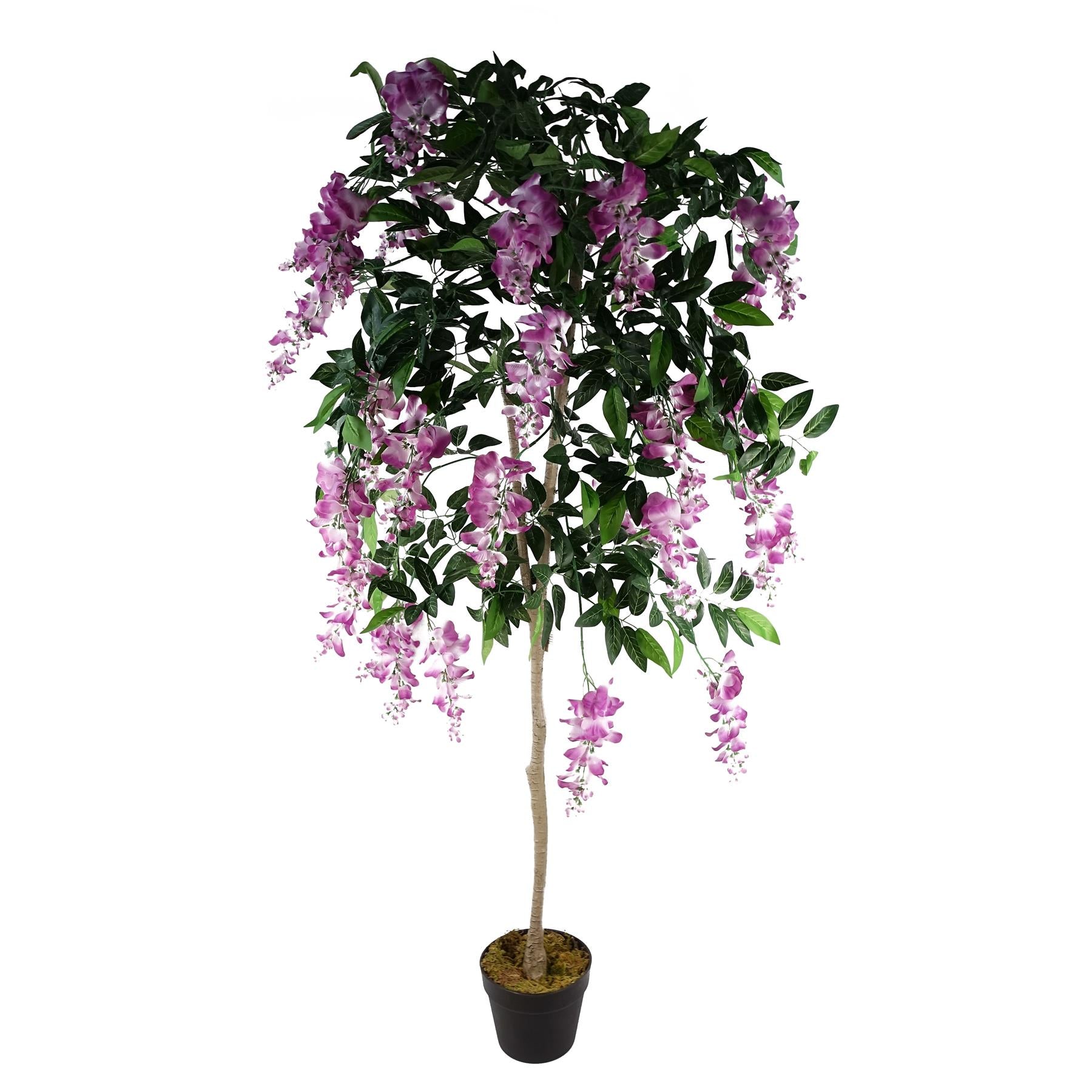 Leaf 150cm Artificial Light Pink Purple Wisteria Tree in Black Pot
