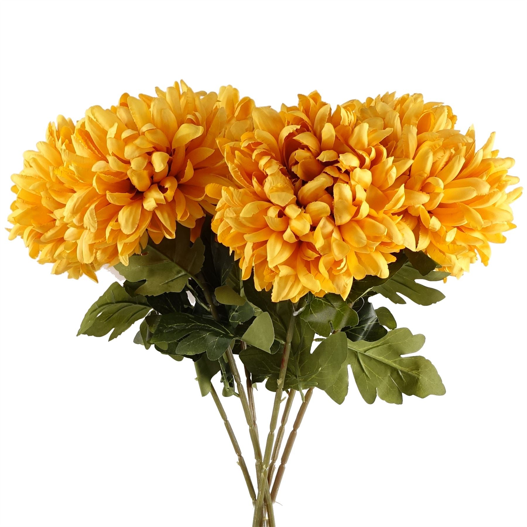 Pack of 6 x 75cm Extra Large Orange Reflex Chrysanthemum Silk Flowers