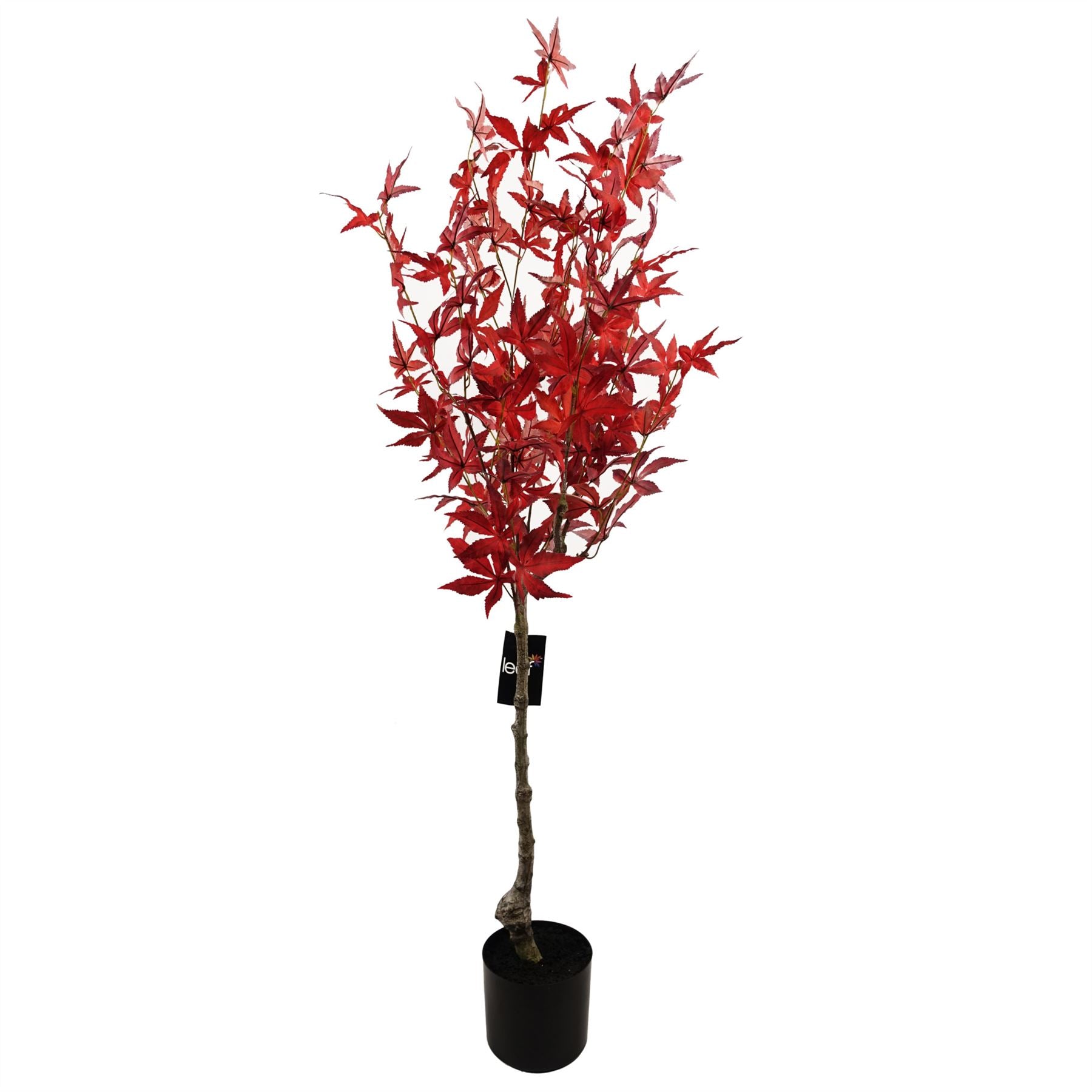 Leaf 120cm Artificial Red Maple Tree, Wired Stems, Pre-Potted in Black Plastic Pot