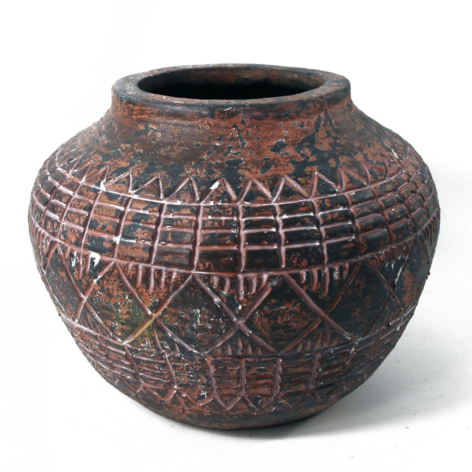 Leaf Large Aztec Vase Planter 23 x 30cm Fibreglass Composite Rustic Finish