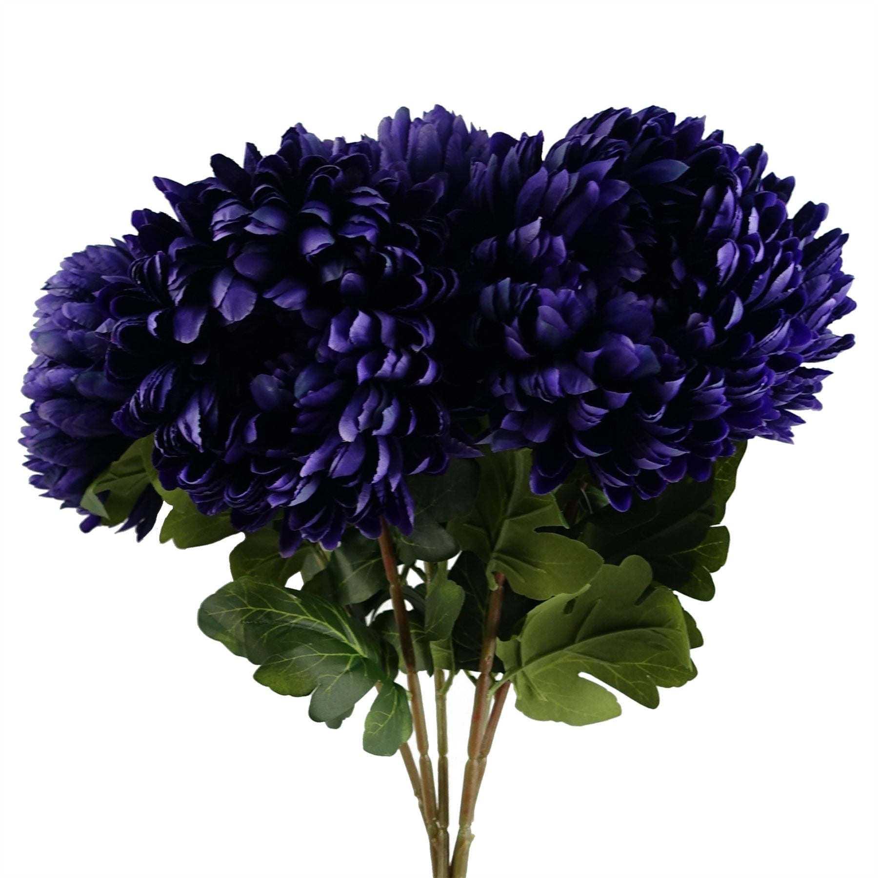 Leaf Pack of 6 Purple Extra Large Reflex Chrysanthemum Silk Flowers 75cm