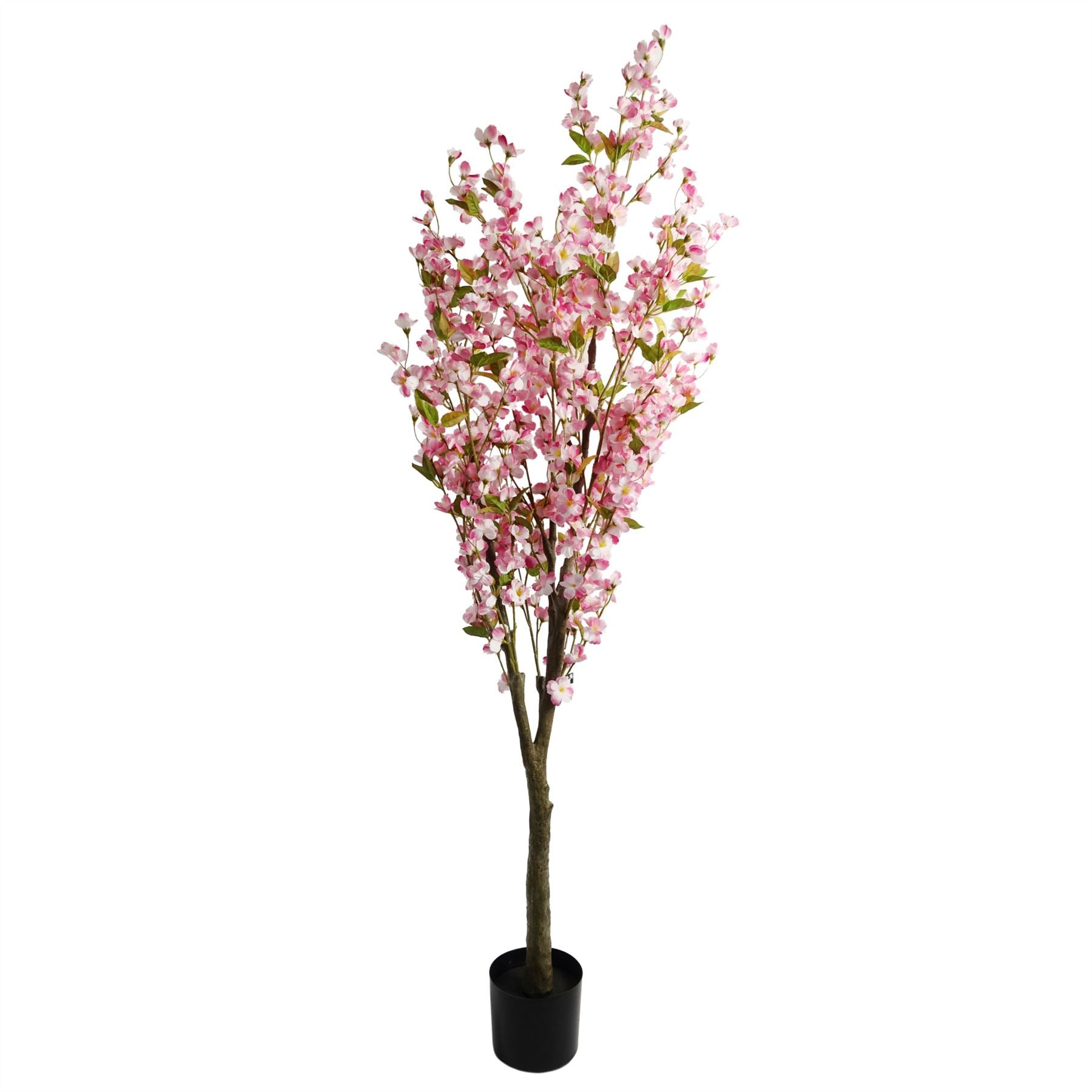 Leaf 180cm Artificial Pink Cherry Blossom Tree in Black Plastic Pot