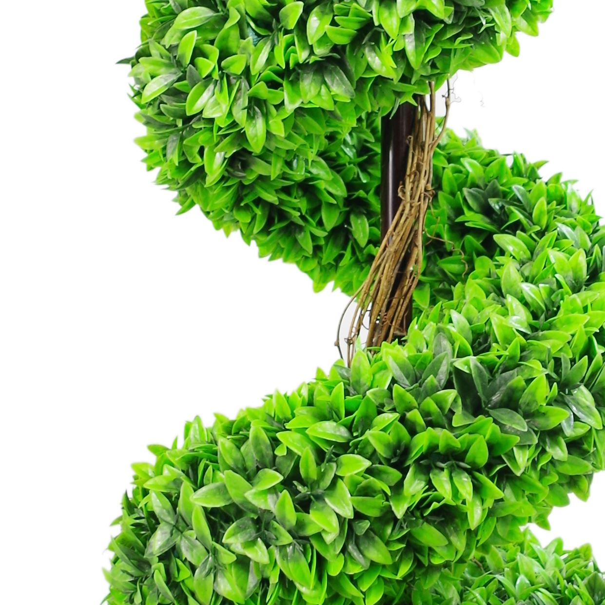 Leaf 120cm Pair Green Large Leaf Spiral Topiary Trees with Planters