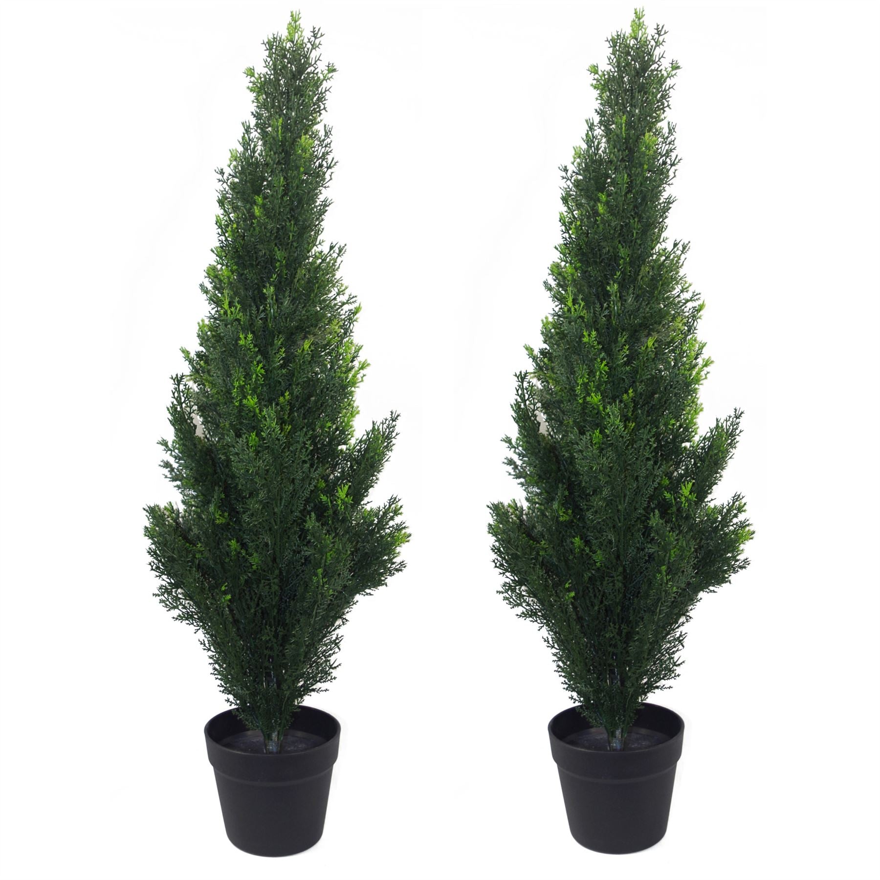 Leaf 90cm Pair of Artificial Cedar Cypress Topiary Trees, UV Protected, Indoor and Outdoor Use