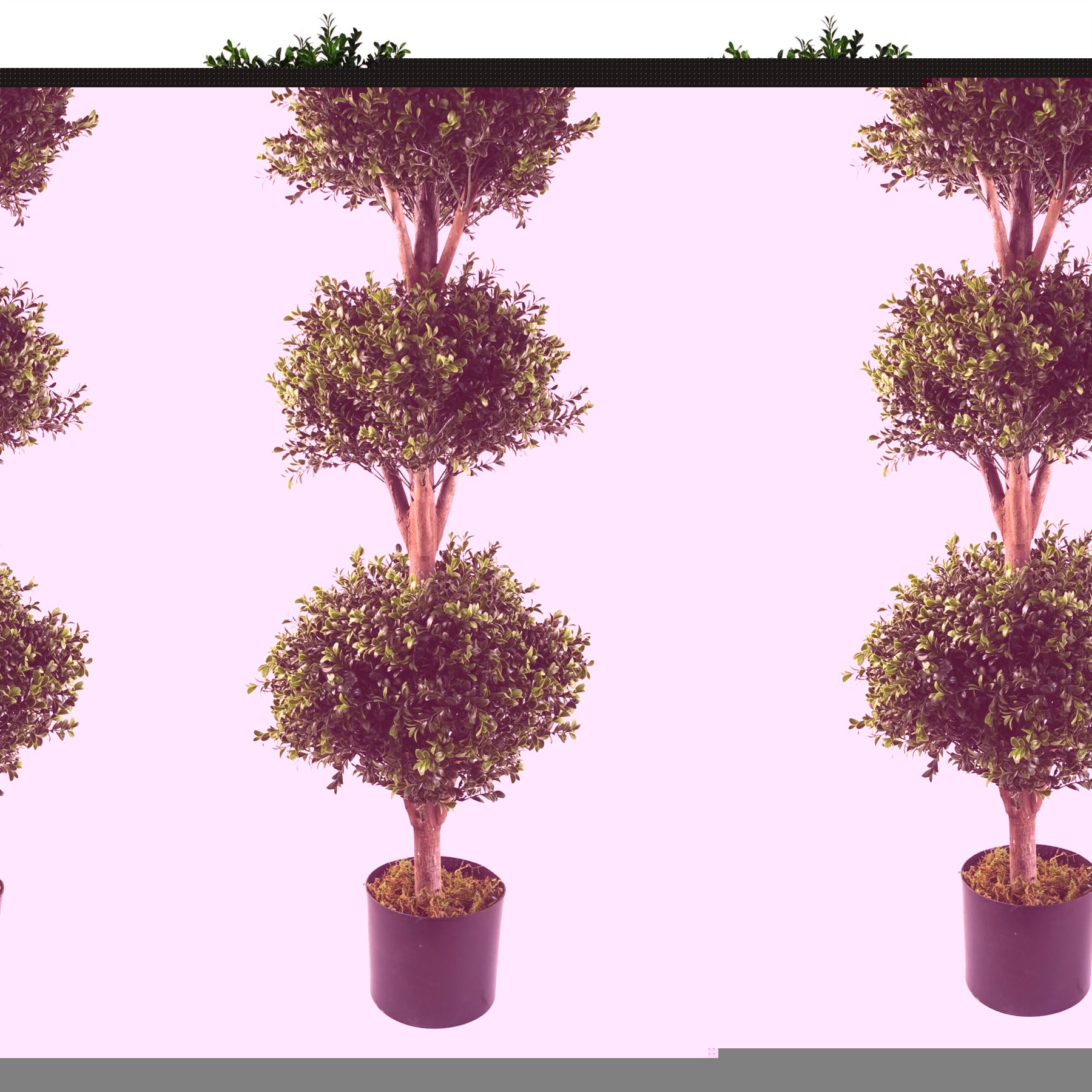 Pair of 120cm Triple Ball Buxus Artificial Trees, UV Resistant Outdoor Topiary