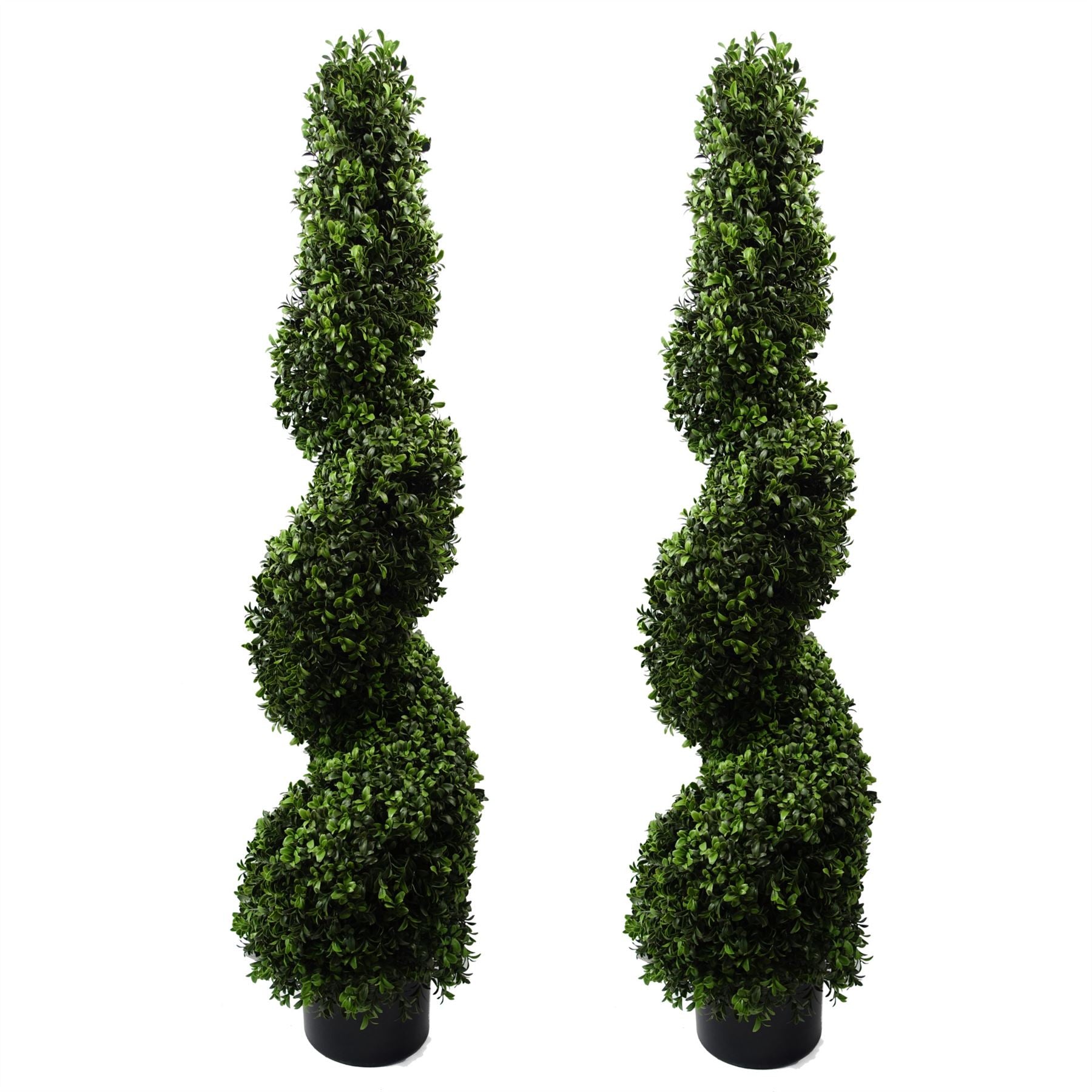 Leaf 120cm Pair of Spiral Buxus Artificial Trees UV Resistant Outdoor