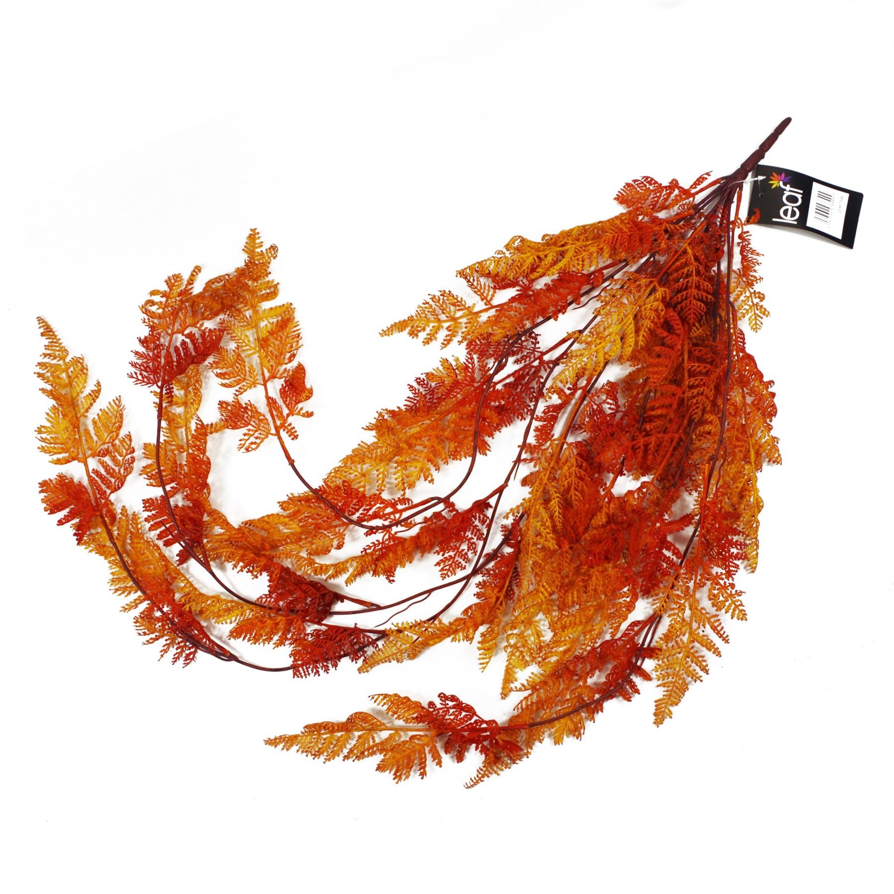 Pack of 6 100cm Artificial Hanging Maidenhair Fern Plant Autumn Orange by Leaf
