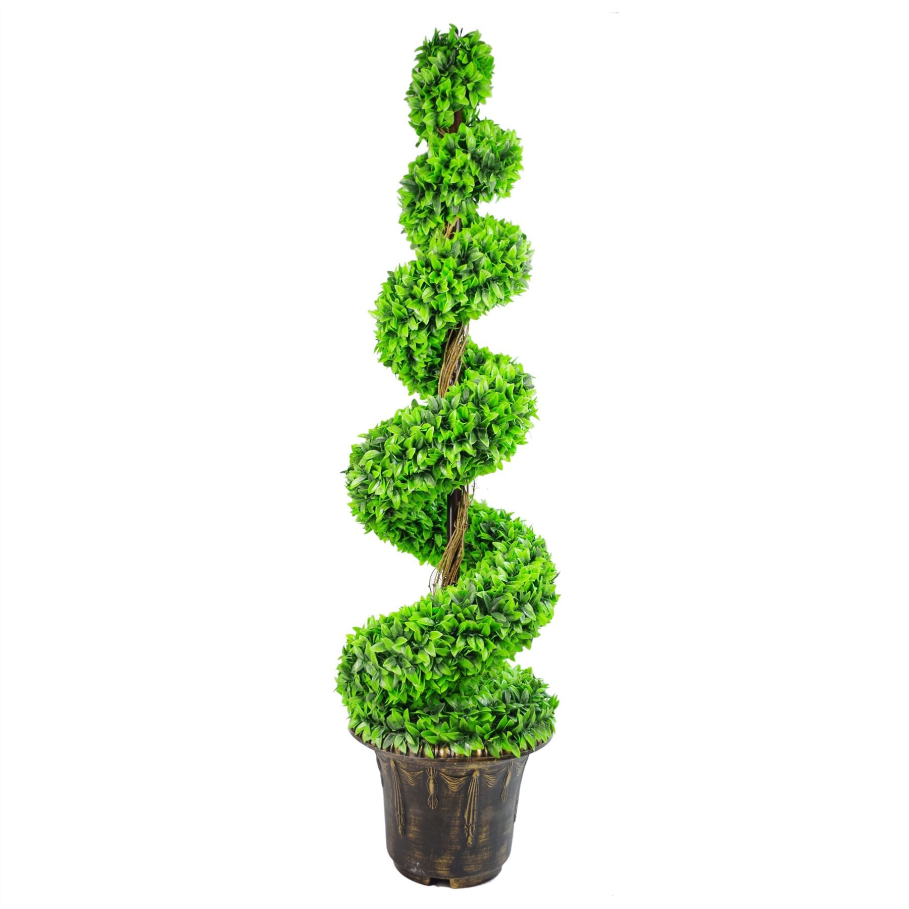 Leaf 120cm Green Artificial Boxwood Spiral Tree with Decorative Planter