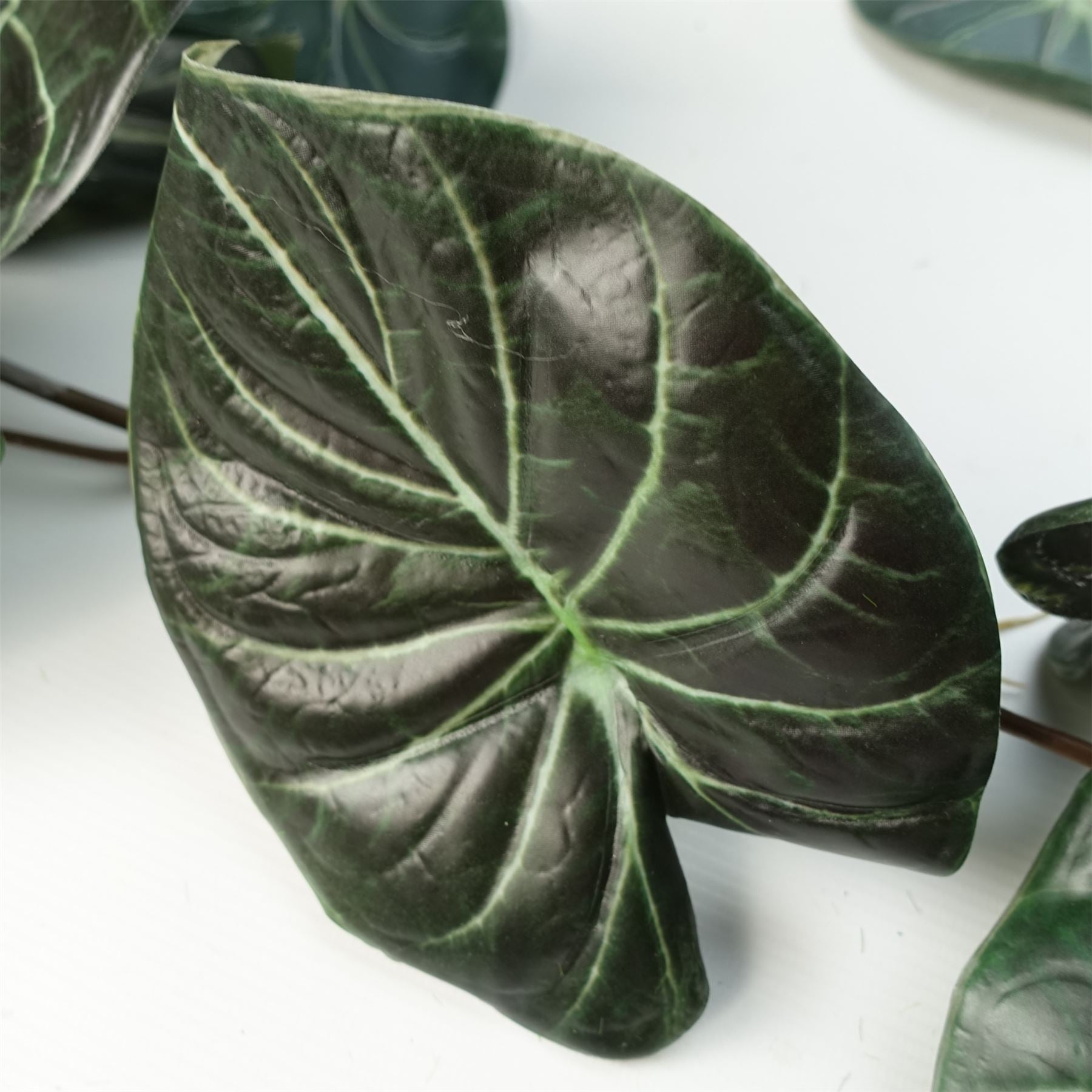 Leaf Pack of 6 Artificial Alocasia Dragon Scale Dark Trailing Plants 120cm