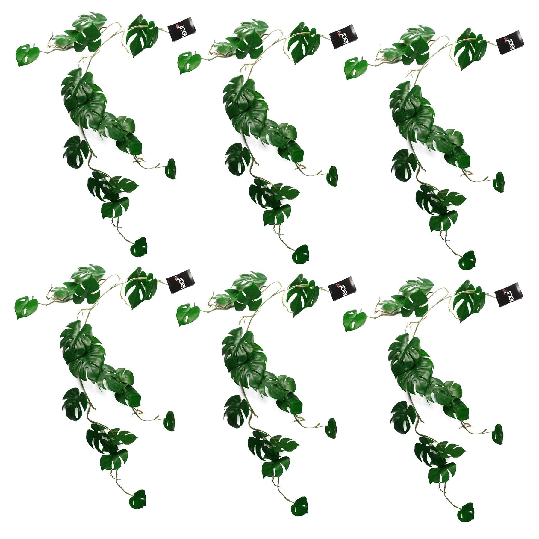 Leaf Pack of 6 Artificial Hanging Trailing Monstera Cheese Plants, 100cm