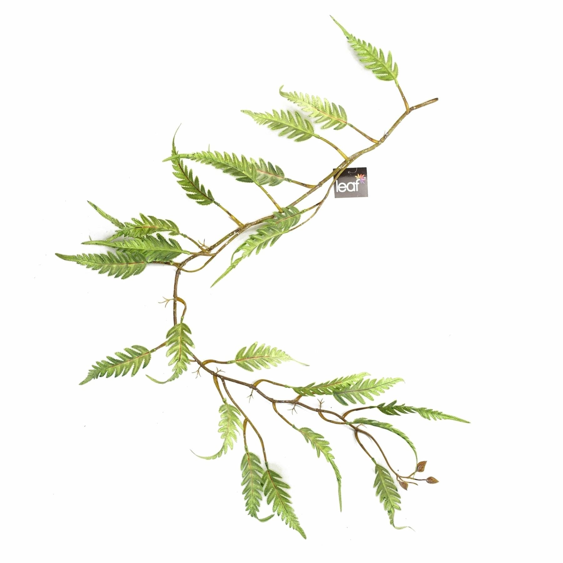Leaf Pack of 6 Artificial Hanging Trailing Fern Plant, 125cm Long, Green, Large Leaf, Plastic Stems